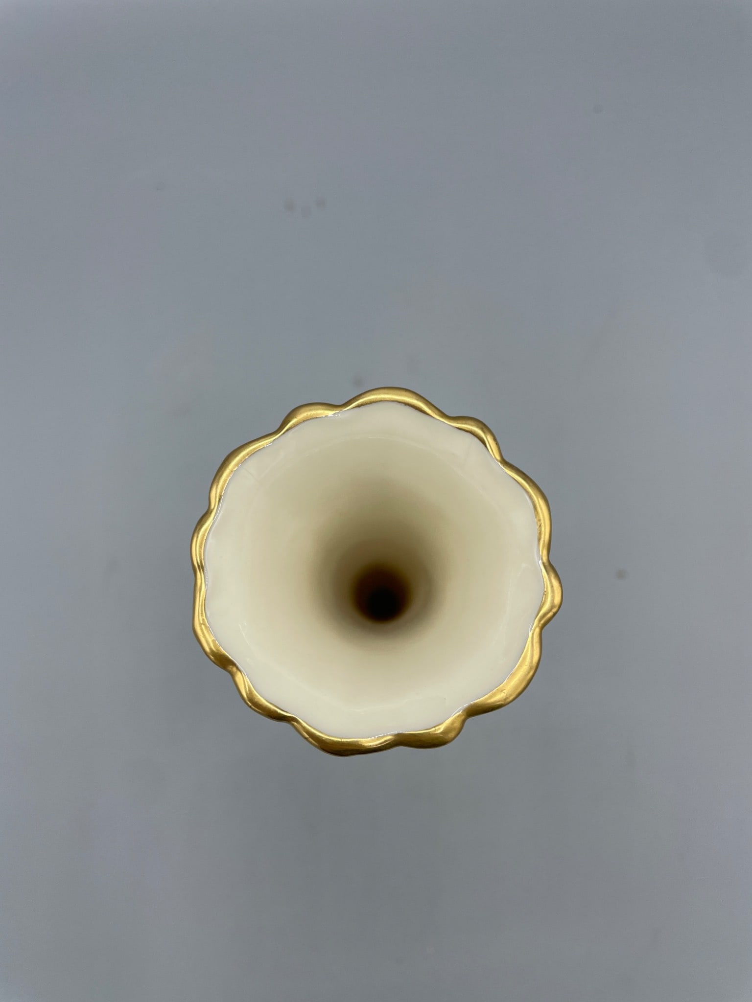 Lenox Ivory Porcelain Trumpet Vase with Gold Rim, Made in U.S.A. - 3