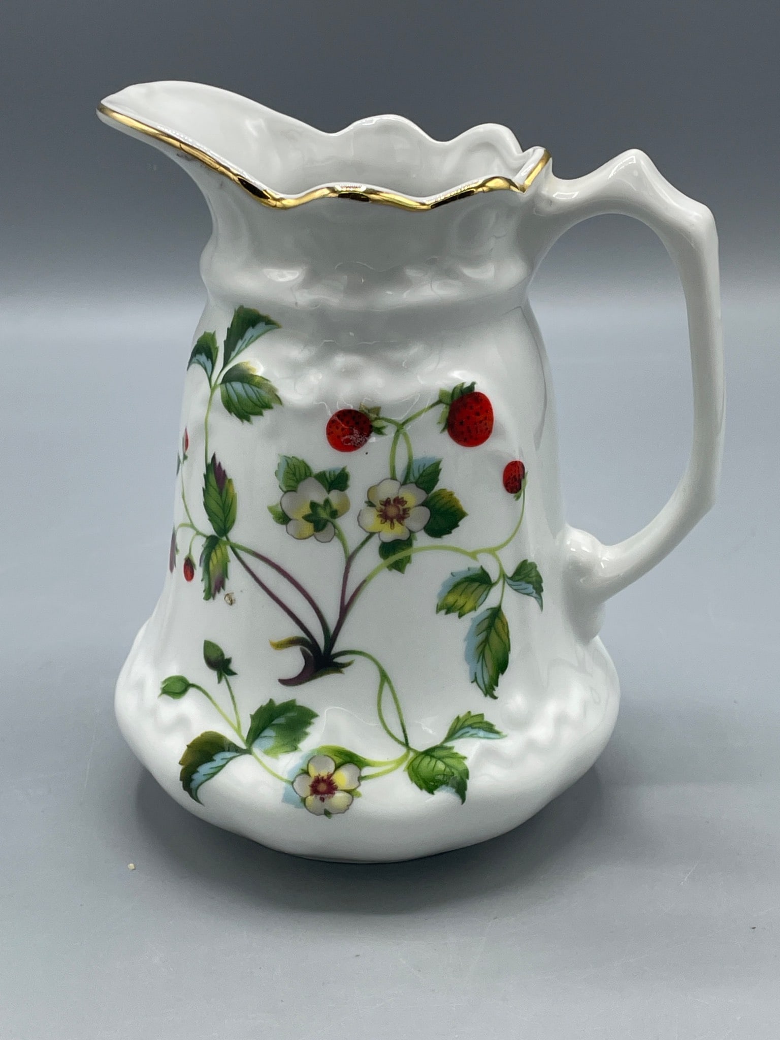 London Pottery Ceramic Pitcher with Gold Trim and Strawberry Motif - 2