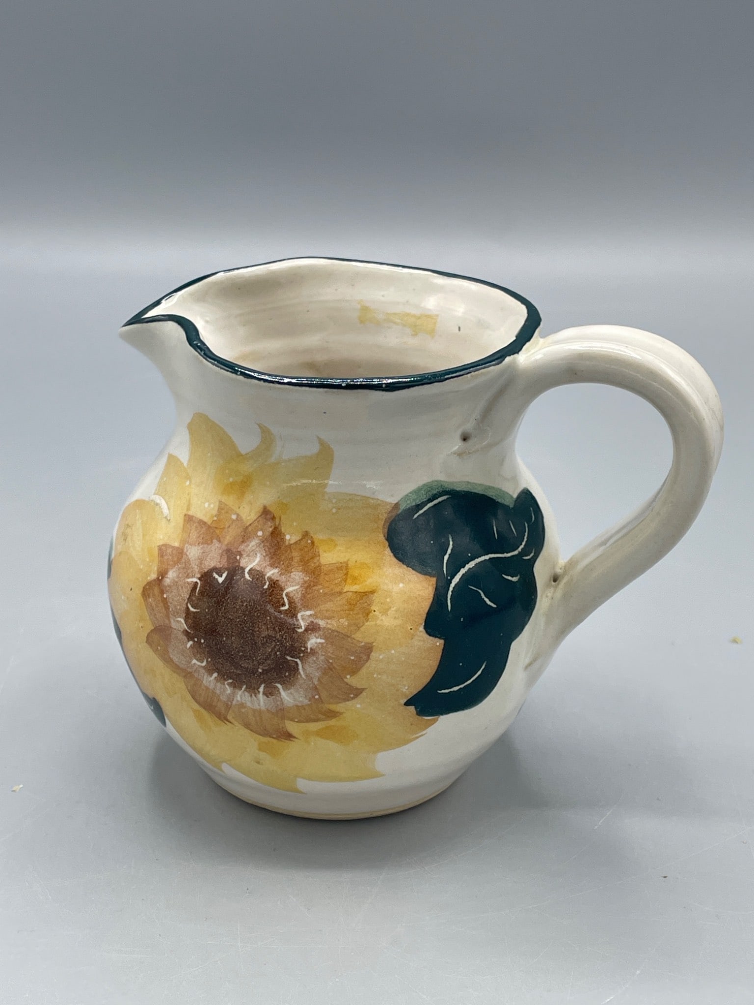 Handcrafted Pitcher by Eagle Rd Pottery with Sunflower Design - 2