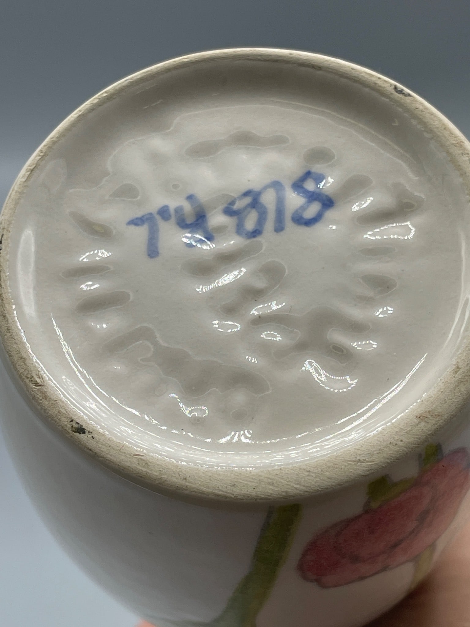 Porcelain Vase with Floral Design, Marked '74 878' - 4
