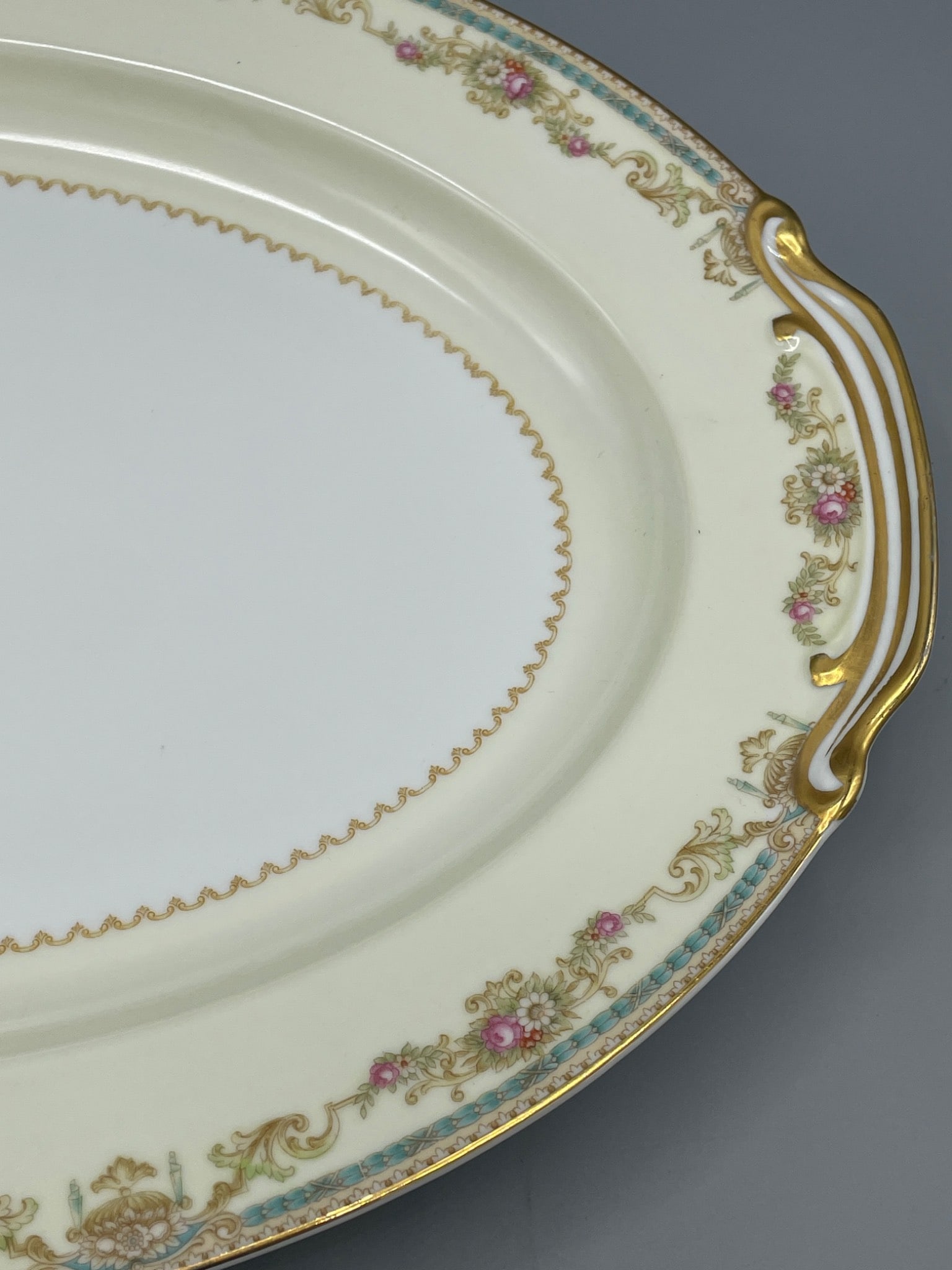 Noritake China Serving Platter Made in Occupied Japan with Floral and Gold Accents - 2