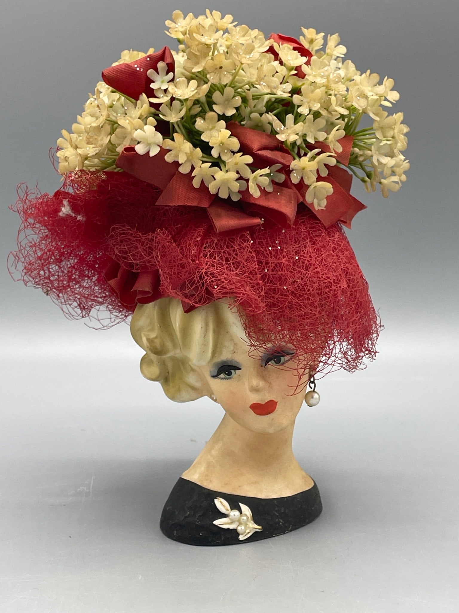 Napcoware Ceramic Head Vase C7471 with Floral Arrangement, Made in Japan (1 of 6)