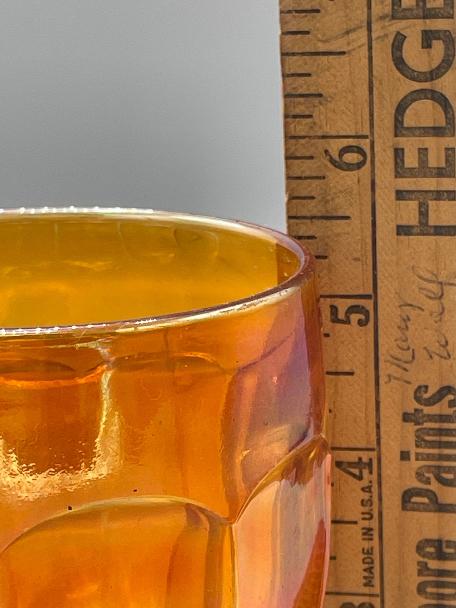 Amber-Colored Iridescent Glass Goblet With Octagonal Base - 4