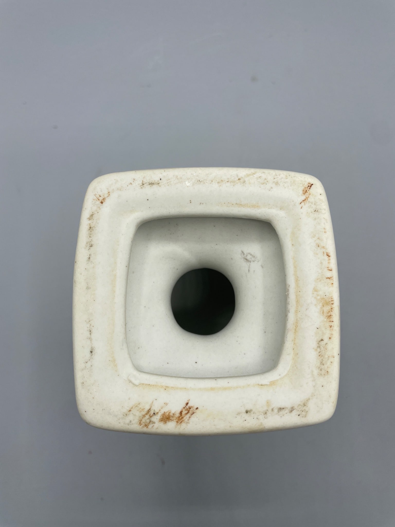 Blue and White Porcelain Vase with Square Opening and Stylized Bamboo Motif - 4