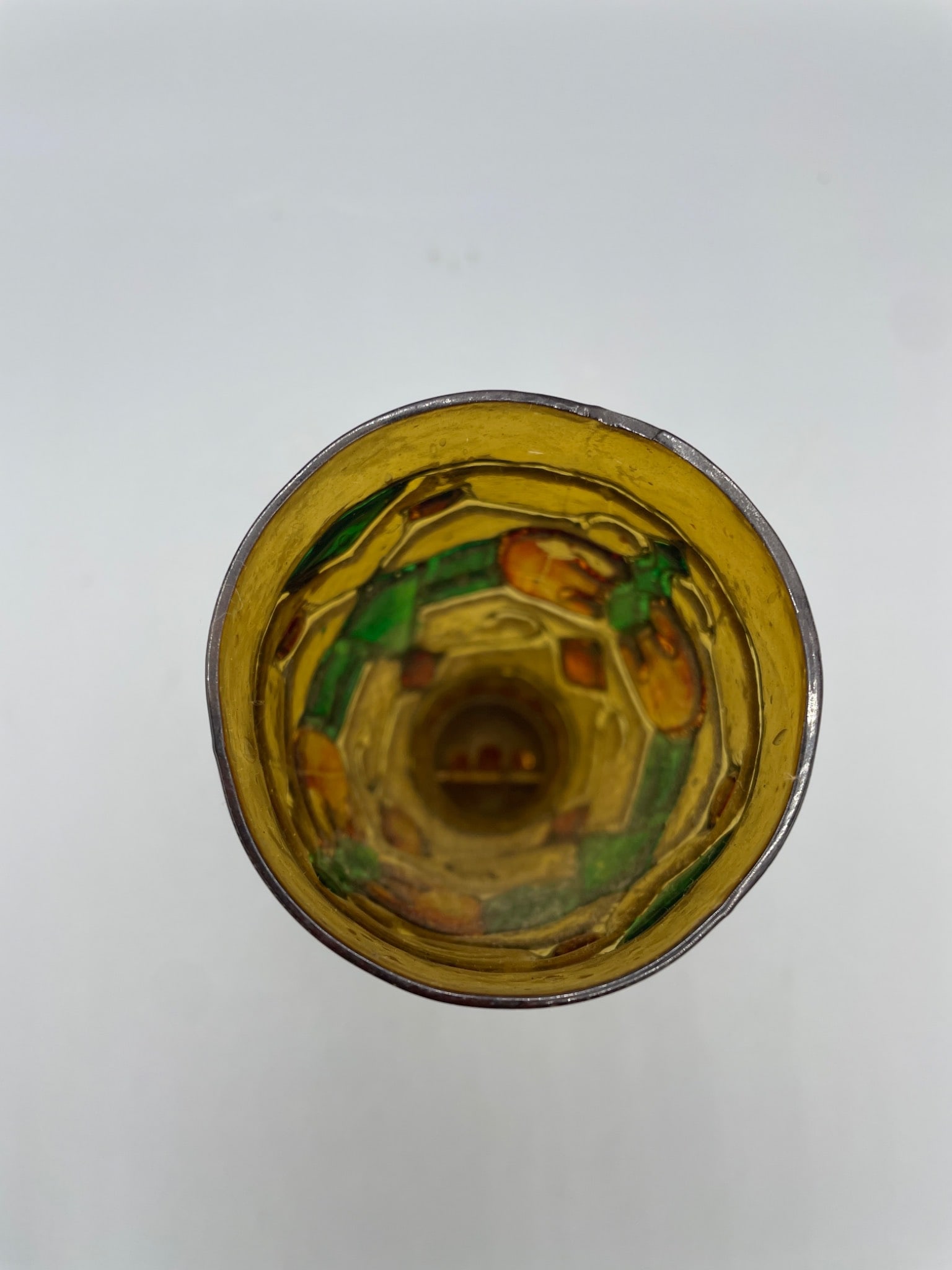 UK Registered Glass Oil Lamp with Raised Painted Floral Design - 3