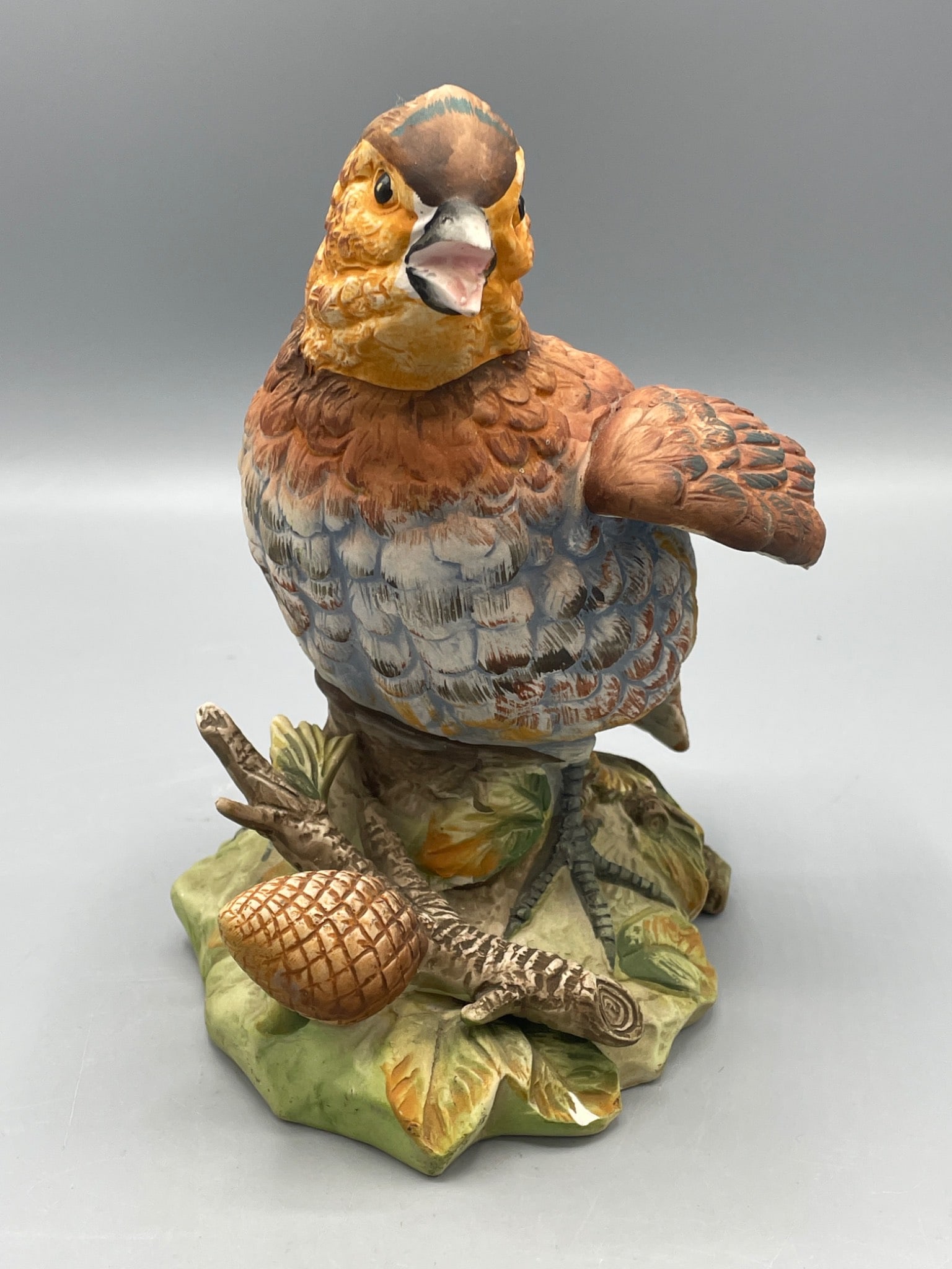 Painted Ceramic Bird Figurine on Base, 9 Inches in Height (1 of 6)