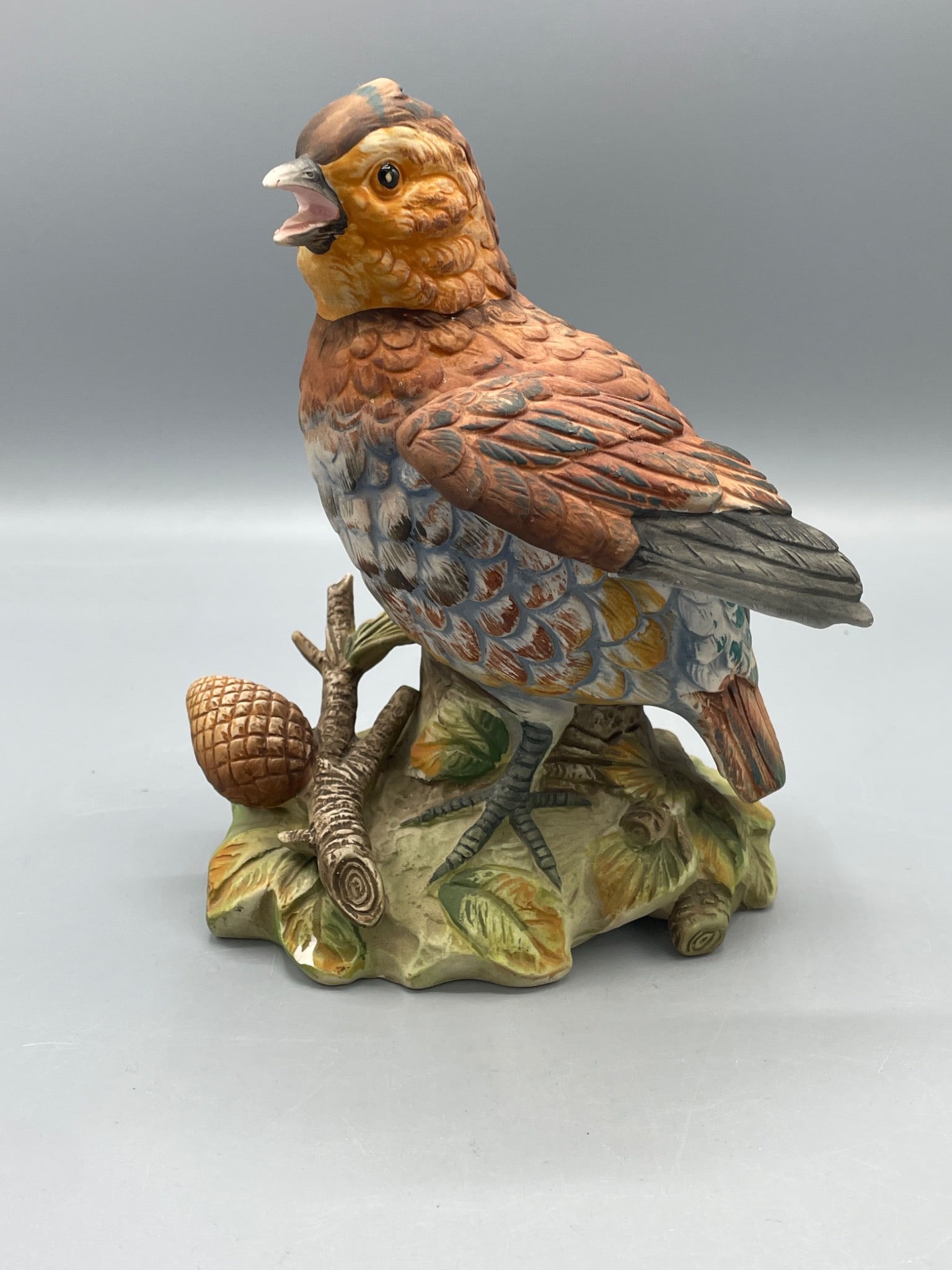 Painted Ceramic Bird Figurine on Base, 9 Inches in Height - 4