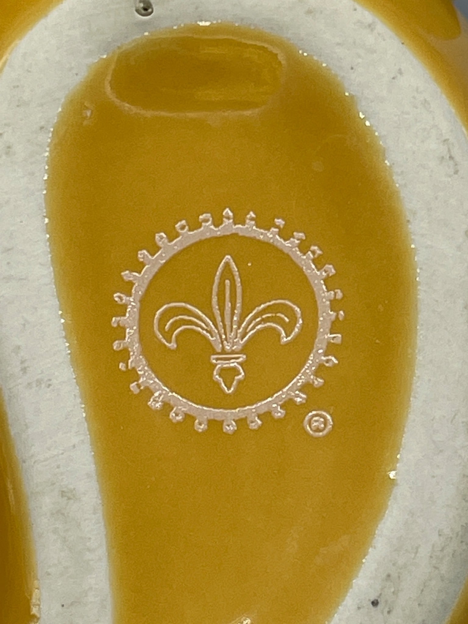 Yellow Ceramic Divided Serving Dishes with Fleur-de-Lis Mark - 4