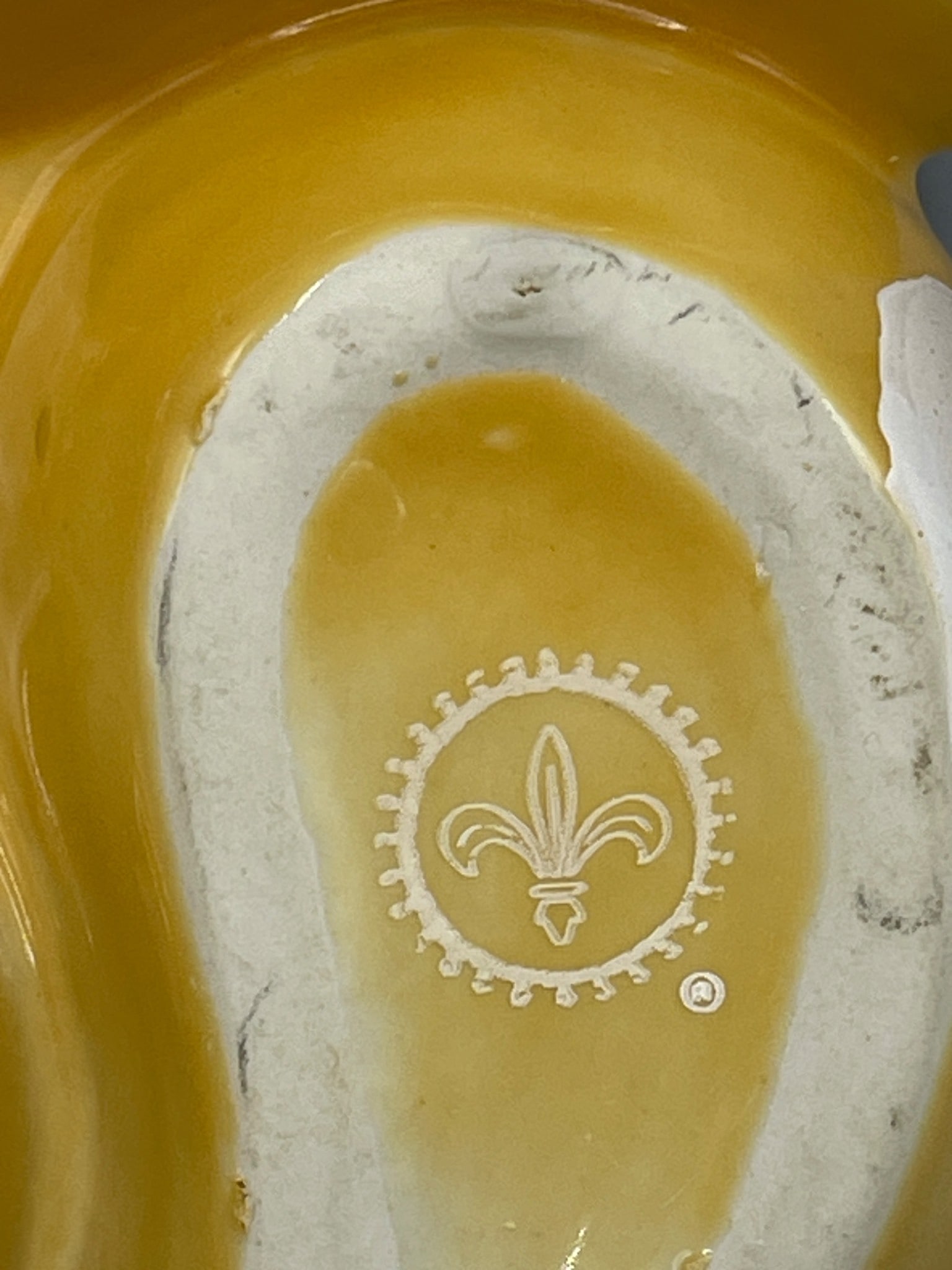 Yellow Ceramic Divided Serving Dishes with Fleur-de-Lis Mark - 5