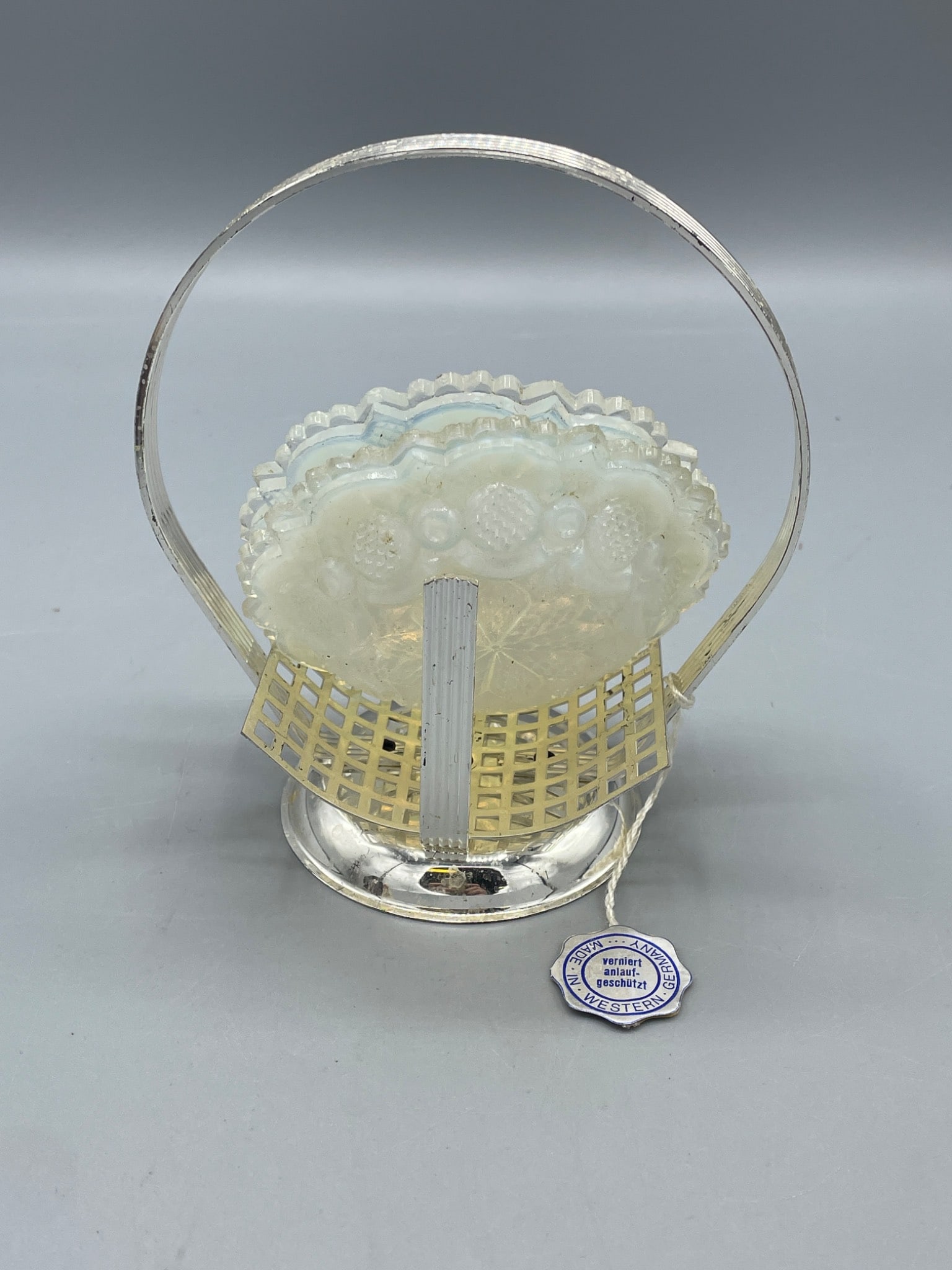 Silverplate Server with Opalescent Glass Dishes, Made in Western Germany - 3