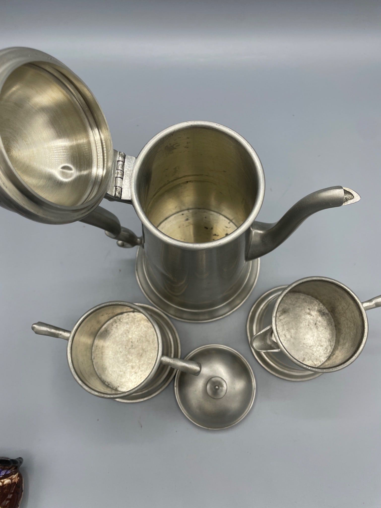 Jostens Pewter Coffee Set with Creamer and Sugar Bowl, Model 130 - 3