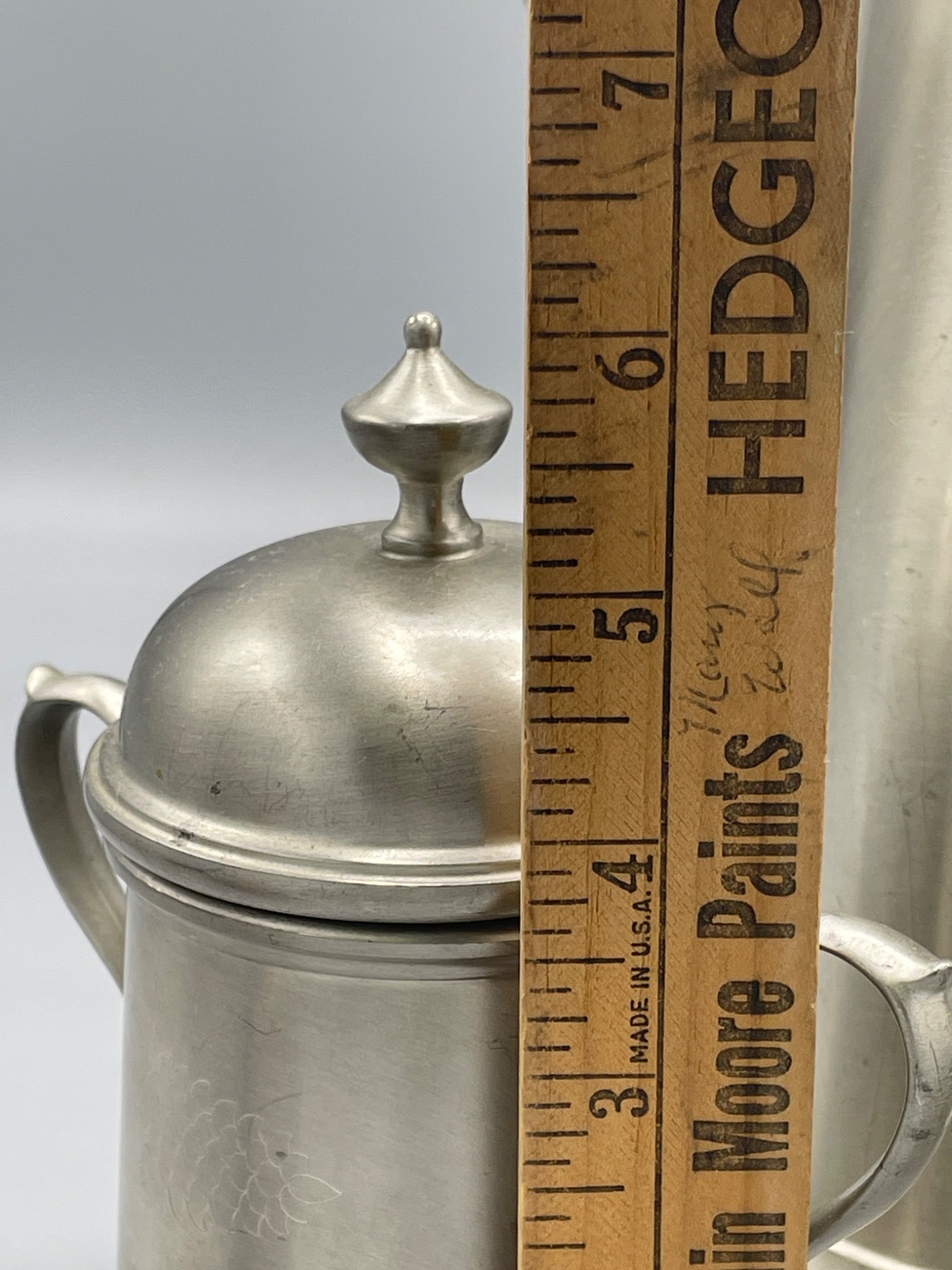 Jostens Pewter Coffee Set with Creamer and Sugar Bowl, Model 130 - 9