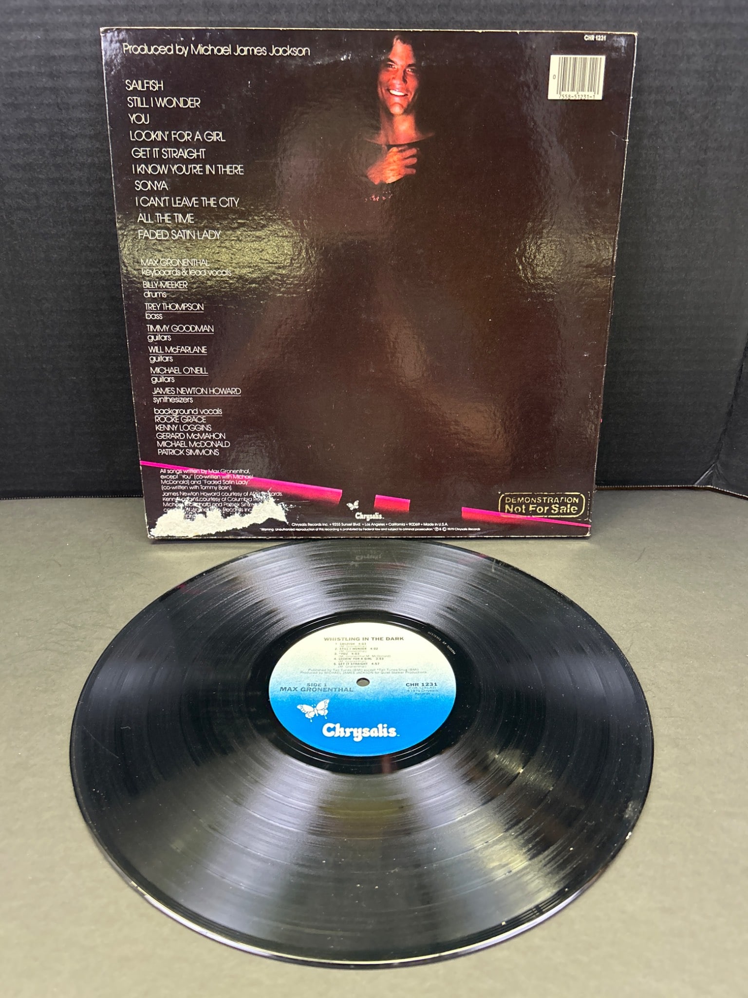 Max Gronenthal 'Whistling In The Dark' Vinyl LP Record, Chrysalis Label - 2