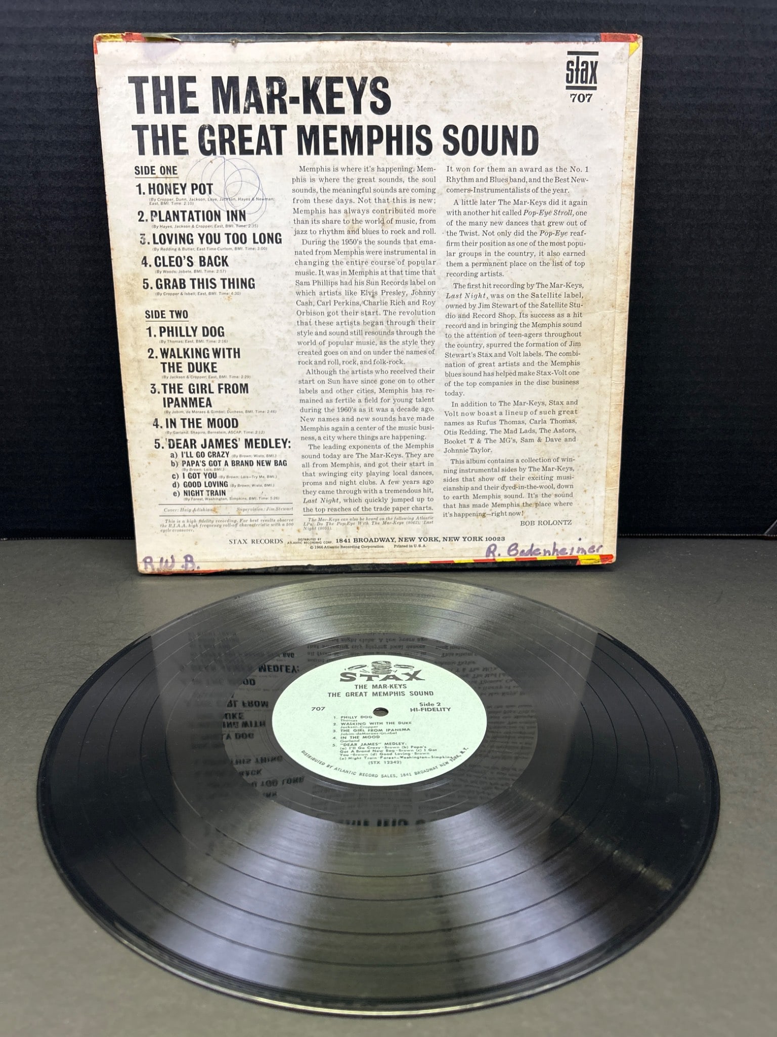 The Mar-Keys 'The Great Memphis Sound' Vinyl Record, Stax Records, 1966 - 2