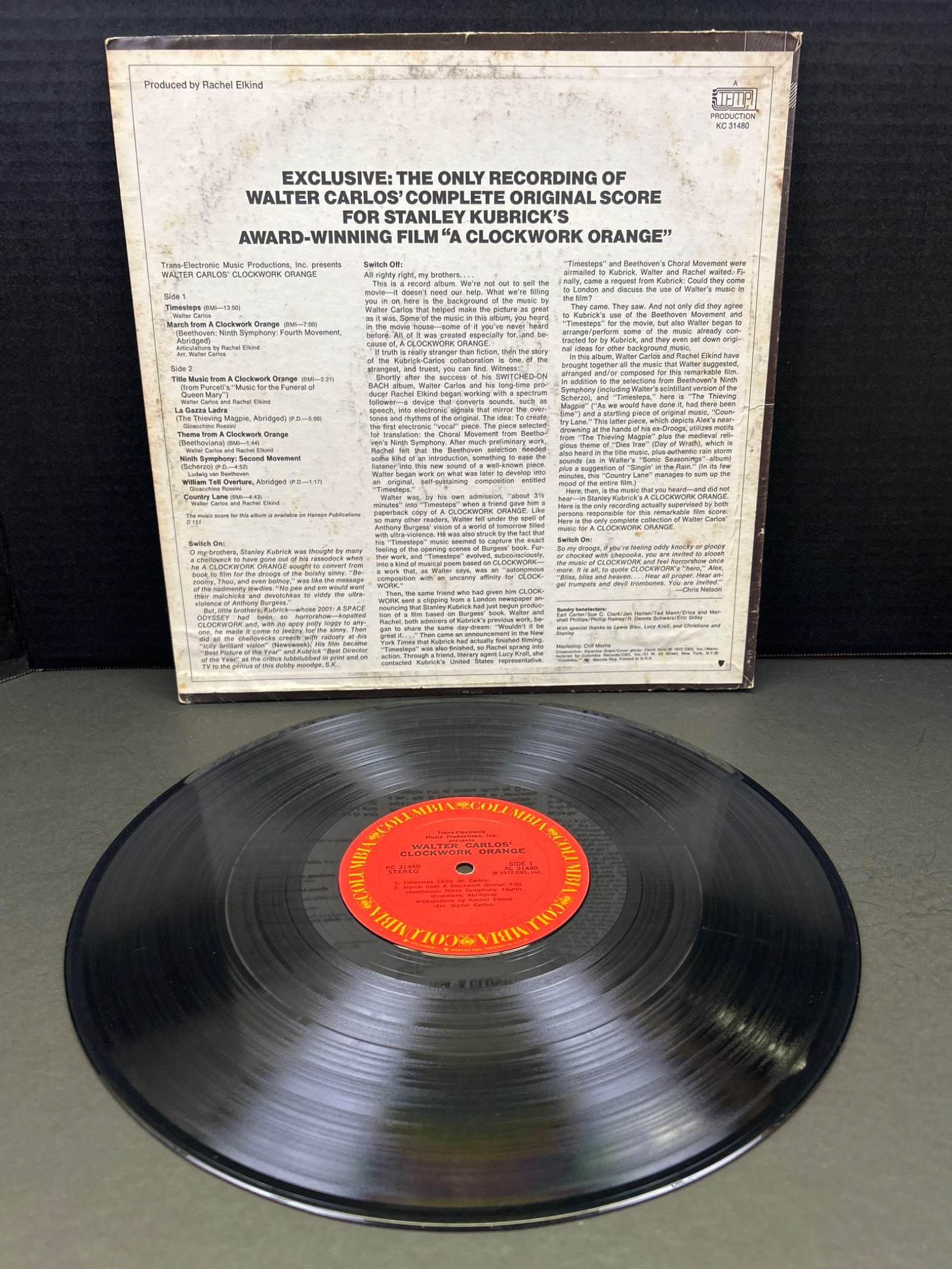 Walter Carlos' Clockwork Orange Original Vinyl Record Album with Sleeve - 2