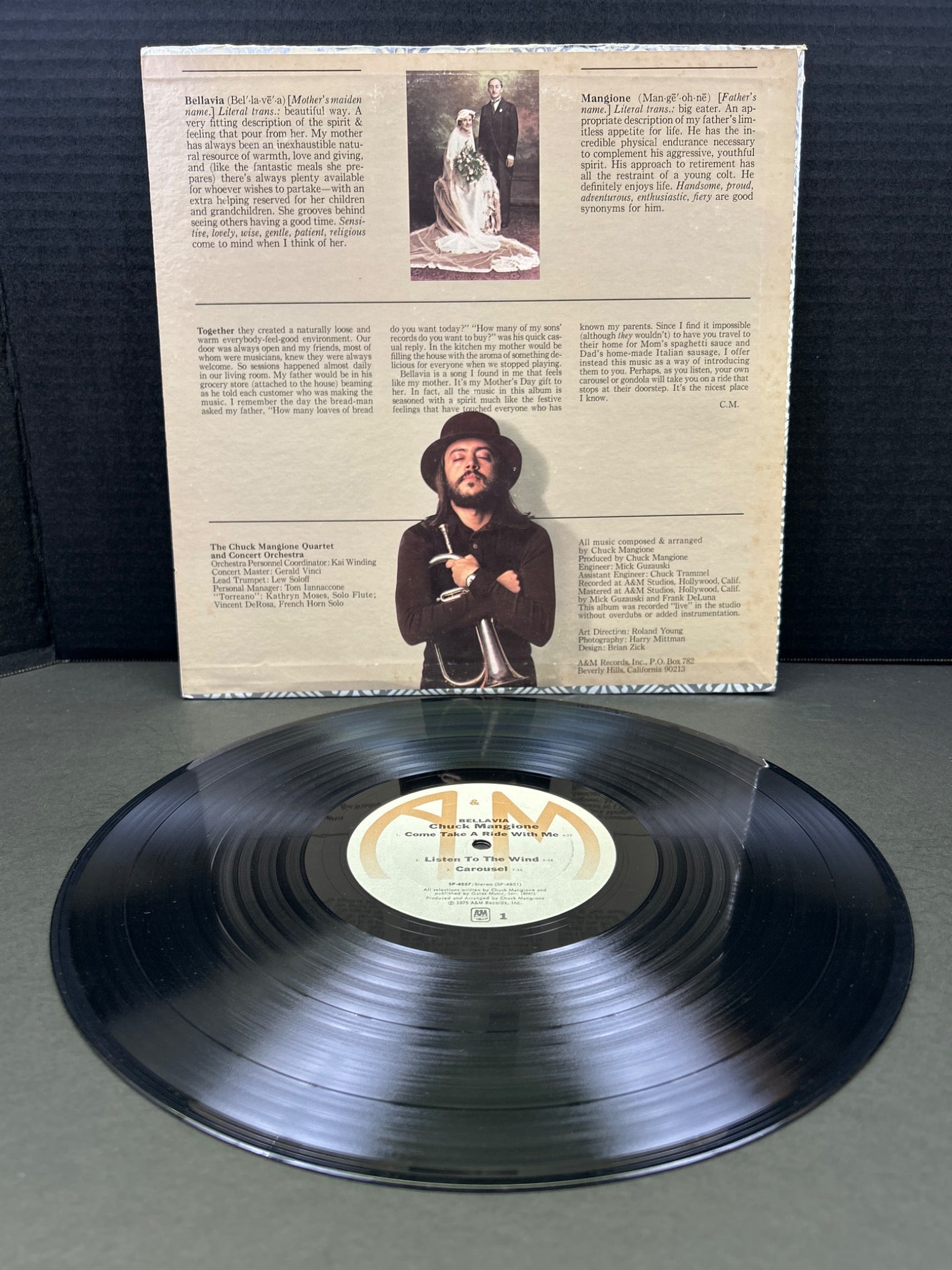 Chuck Mangione 'Bellavia' Vinyl Record by A&M Records - 2