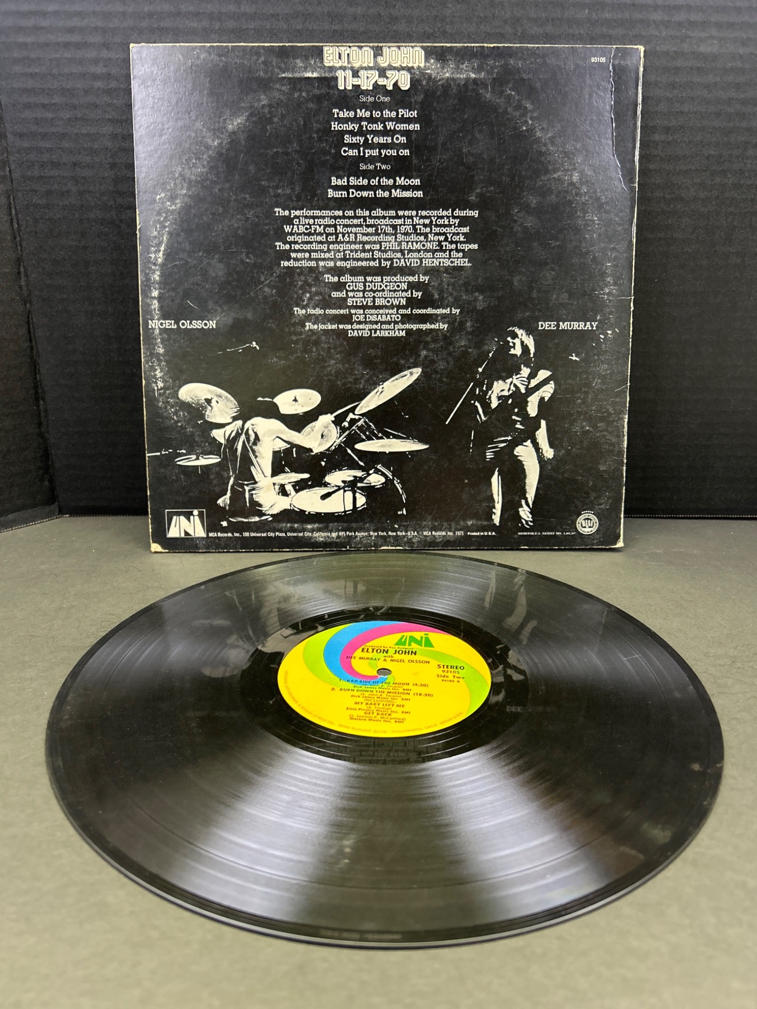 Elton John 11-17-70 Vinyl LP Album with Inner Sleeve, Uni Records, 1970 - 2