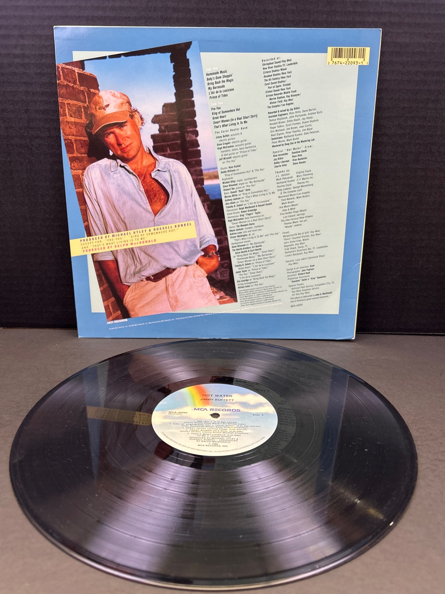 Jimmy Buffett 'Hot Water' Vinyl Record LP - 1988 MCA Records - 2