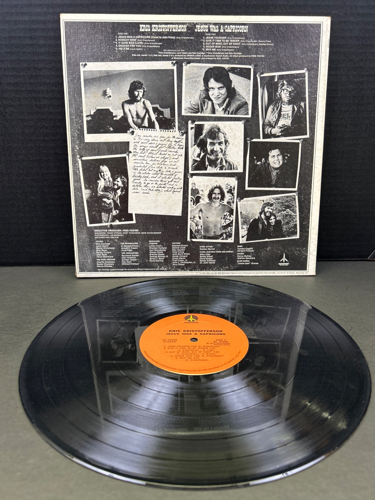 Kris Kristofferson Album 'Jesus Was a Capricorn' Vinyl Record with Gatefold Sleeve - 2