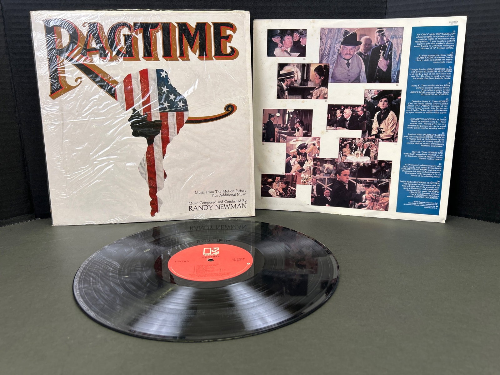 Ragtime Original Motion Picture Soundtrack Vinyl LP, Released 1981: This lot features the original motion picture soundtrack from 'Ragtime,' released in 1981. The album is on vinyl and includes music composed by Randy Newman. The record features a red label and is