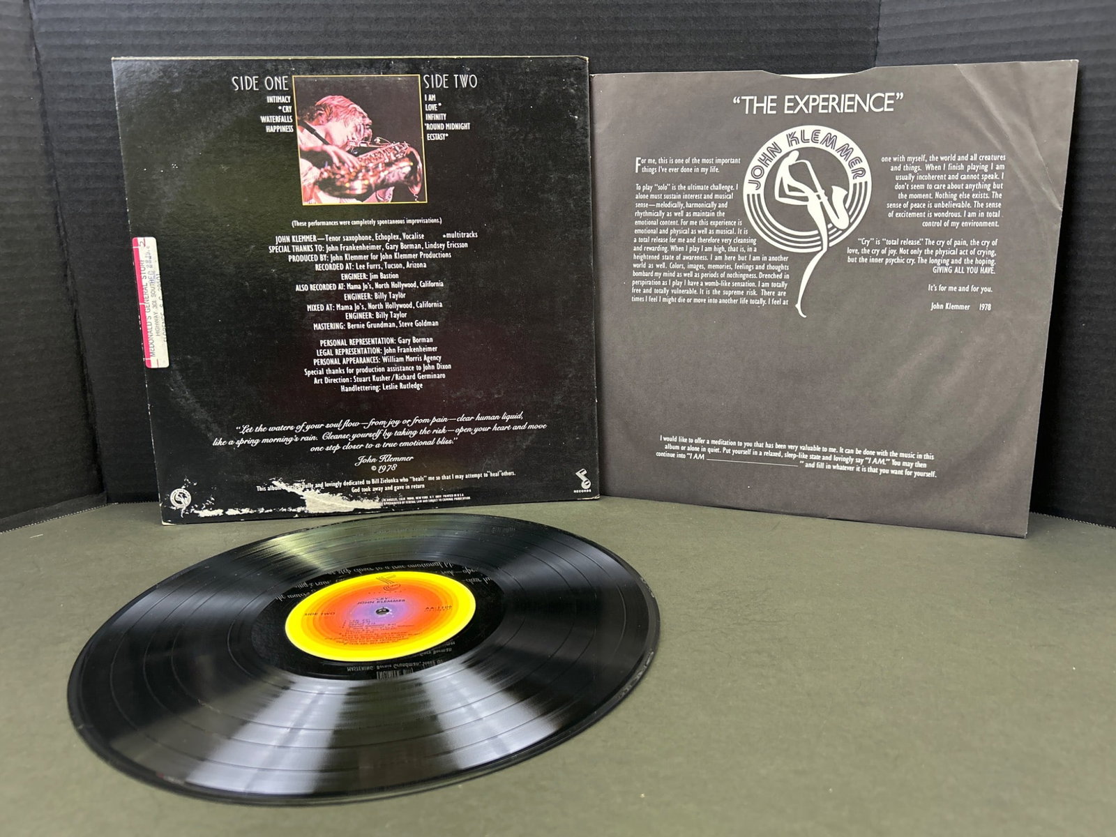 John Klemmer Touch Saxophone Record Album with Inner Sleeve - 2