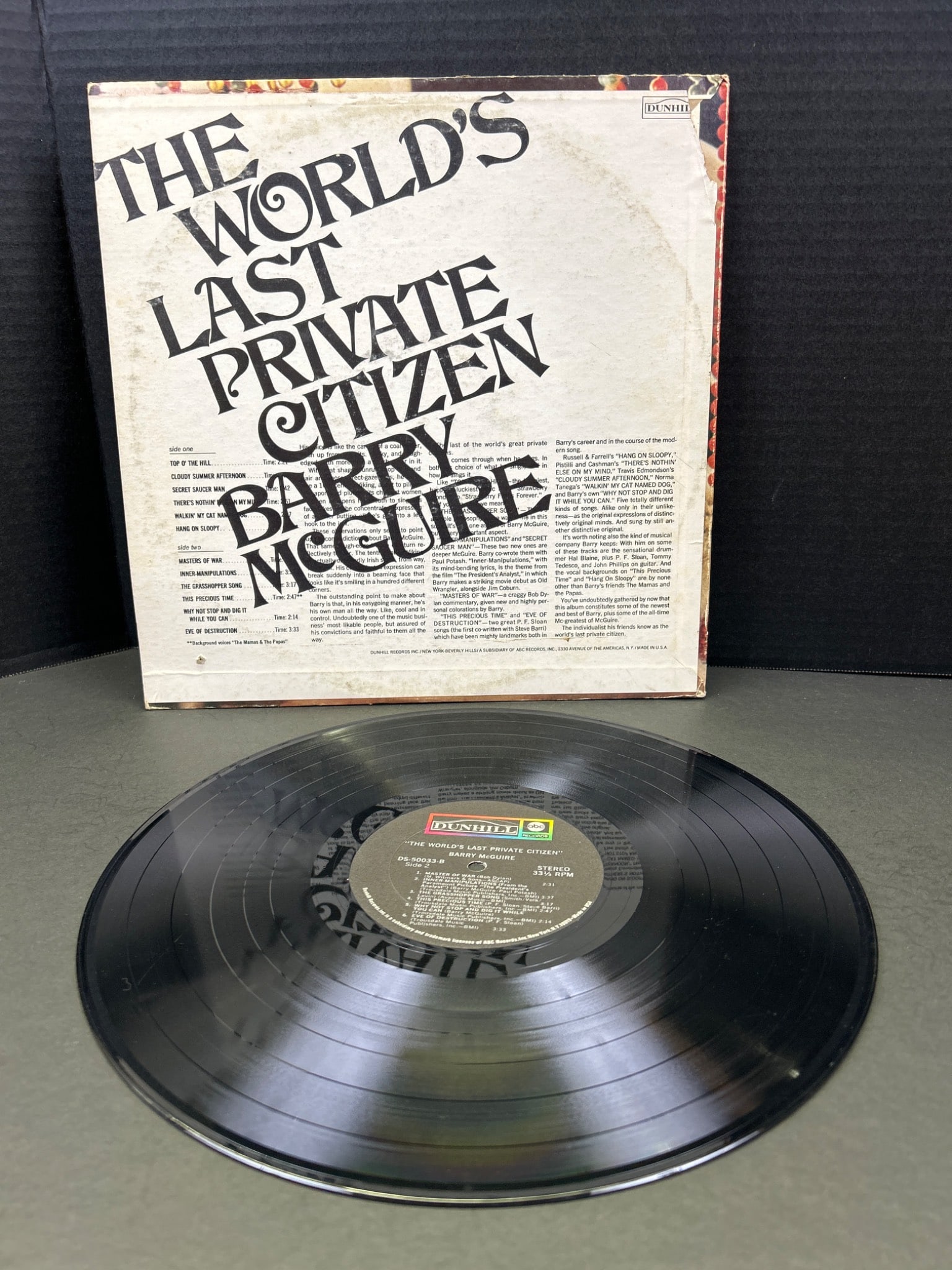 Barry McGuire 'The World's Last Private Citizen' Vinyl Record Album - 2