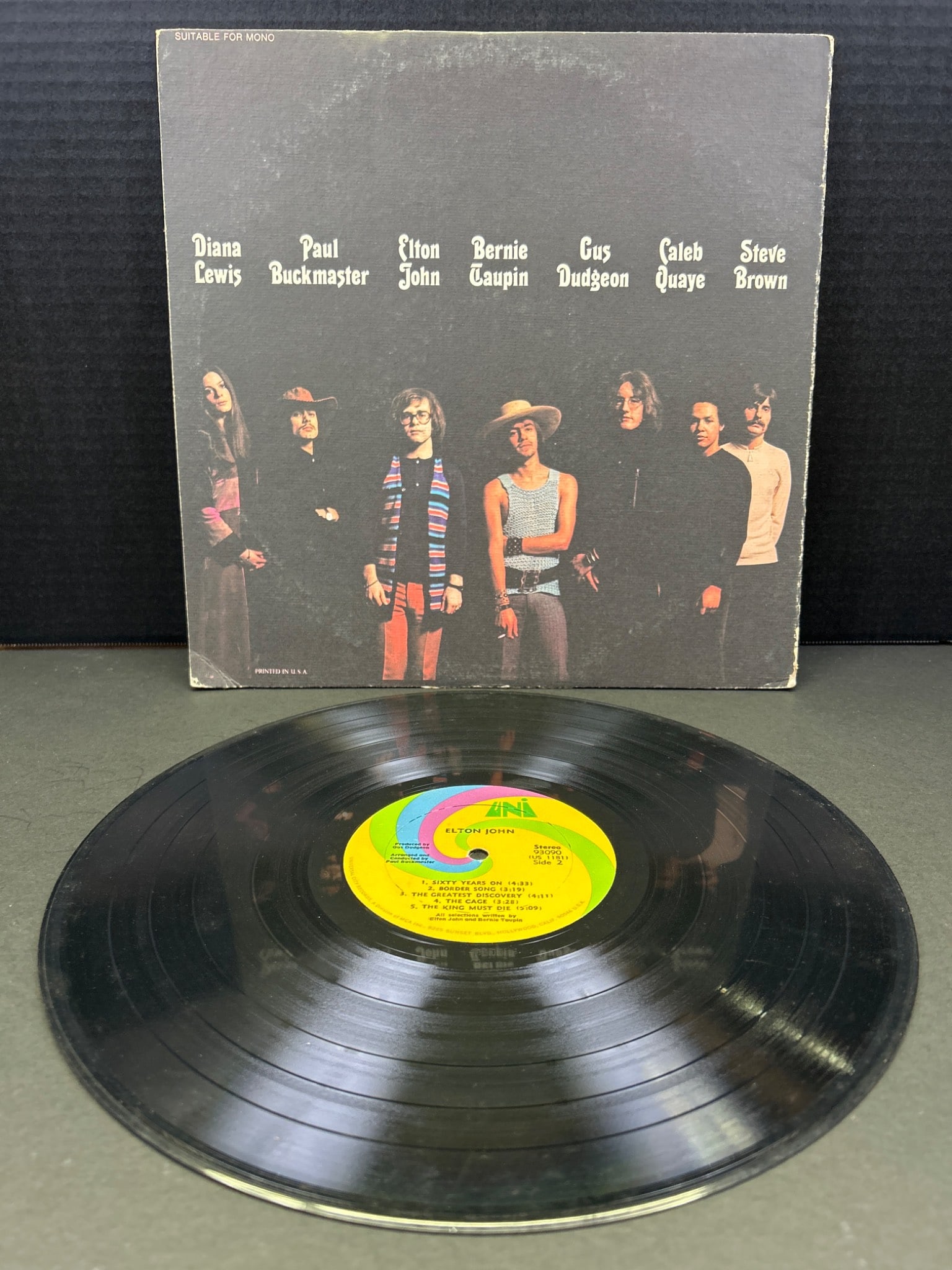 Elton John Self-Titled Album Vinyl LP, UNI, 1969 - 2