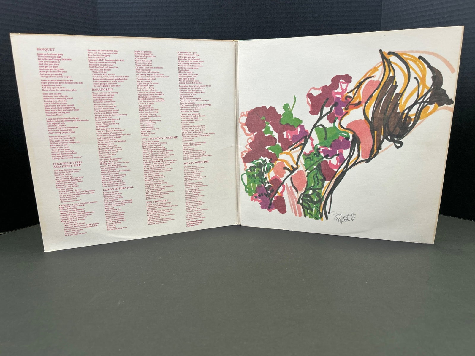 Joni Mitchell 'For The Roses' Vinyl Record Album, 1972, Asylum Records SD 5057 - 3