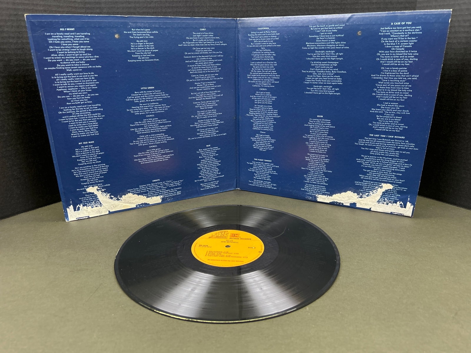 Joni Mitchell 'Blue' Vinyl Record with Original Cover and Inner Sleeve - 3
