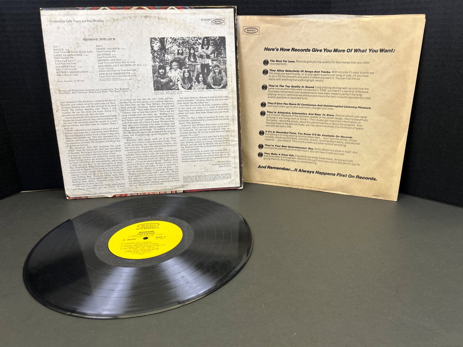 Redbone 'Potlatch' Vinyl Record Album With Original Sleeve, 1970 - 2