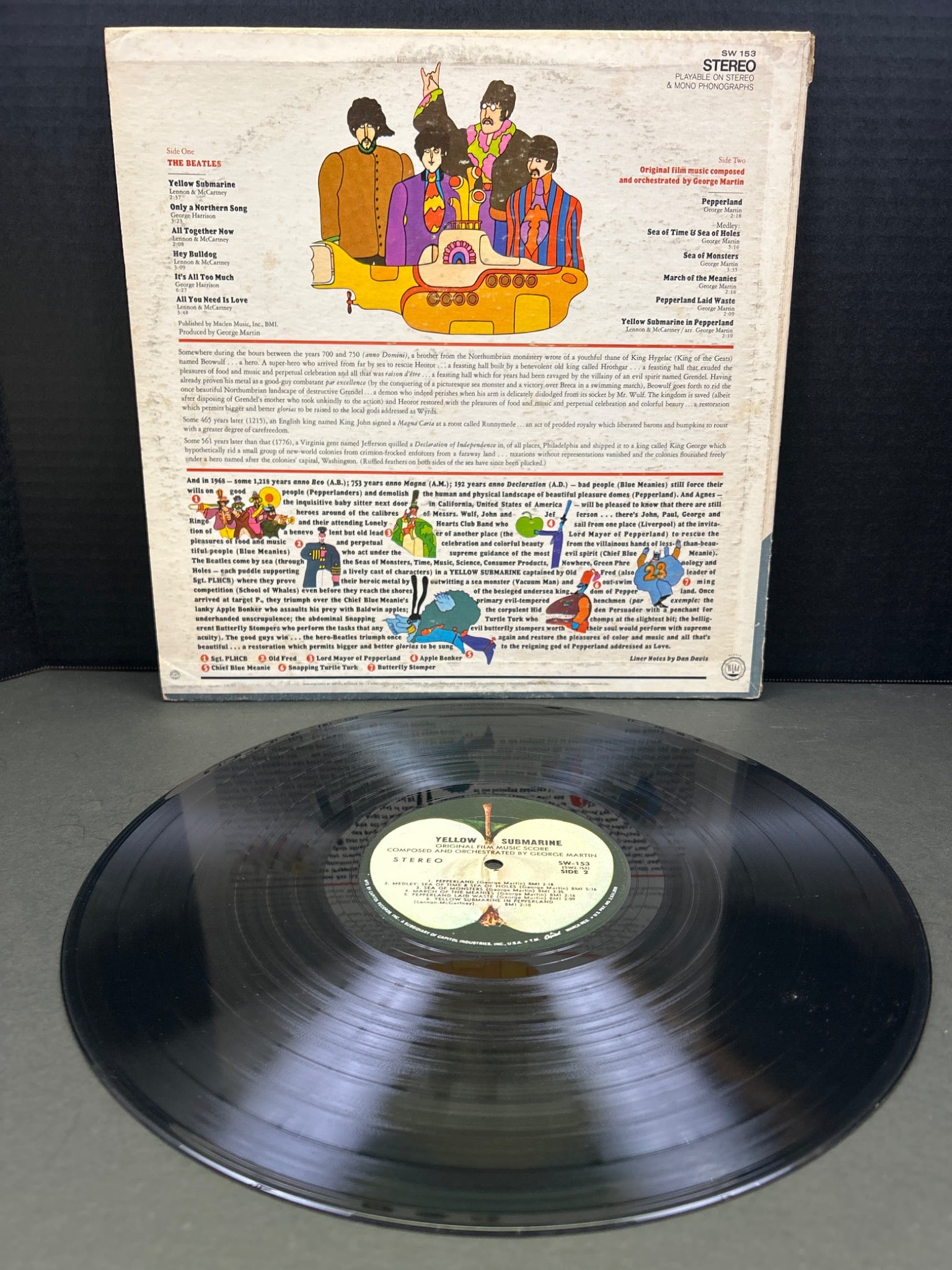 The Beatles Yellow Submarine Vinyl Record, Capital Records Release - 2