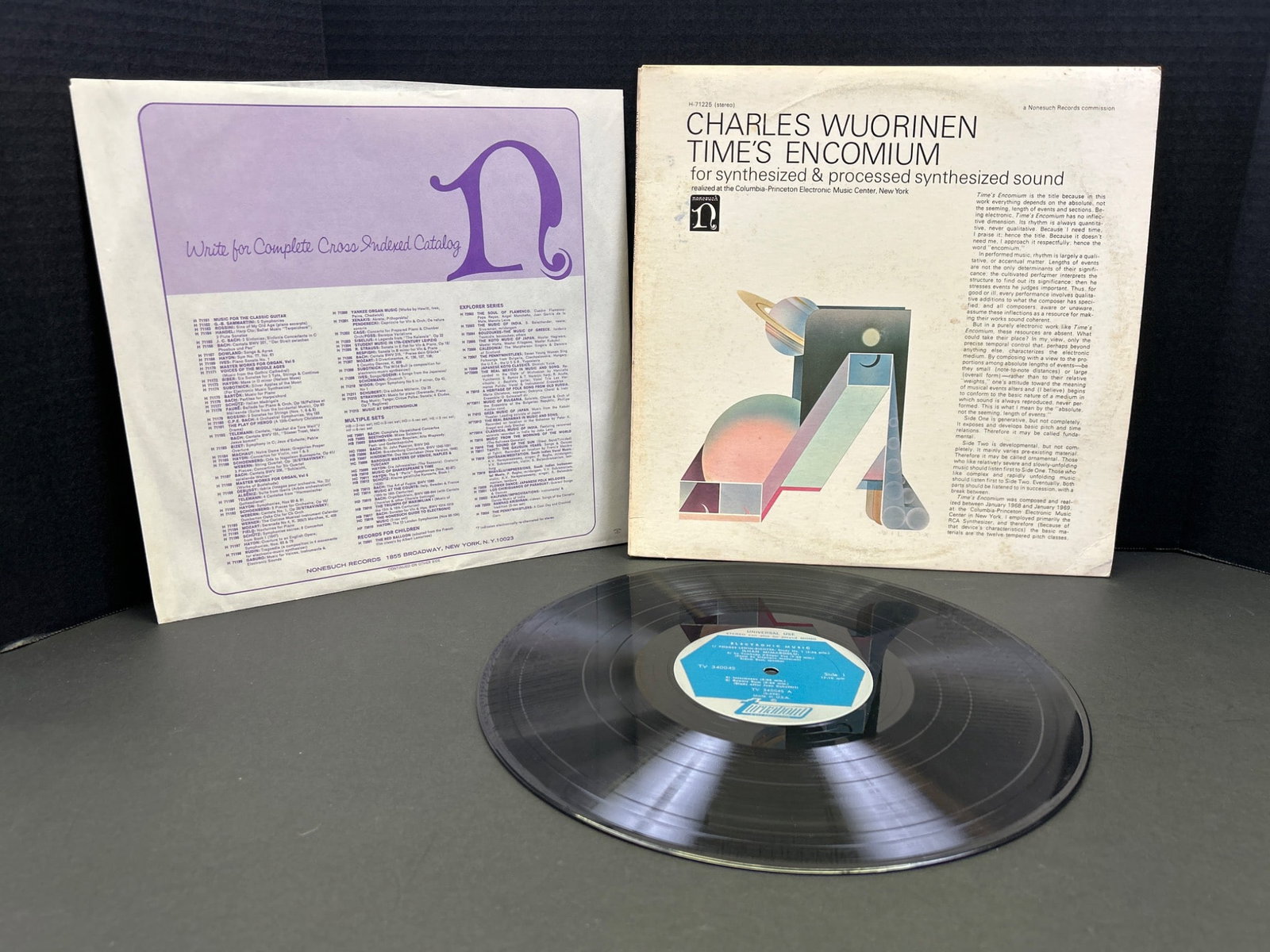 Charles Wuorinen: Timeâ€™s Encomium Vinyl, Columbia Masterworks Stereo MS 7411: Charles Wuorinenâ€™s â€˜Timeâ€™s Encomiumâ€™ vinyl record, released under Columbia Masterworks label with catalog number MS 7411.