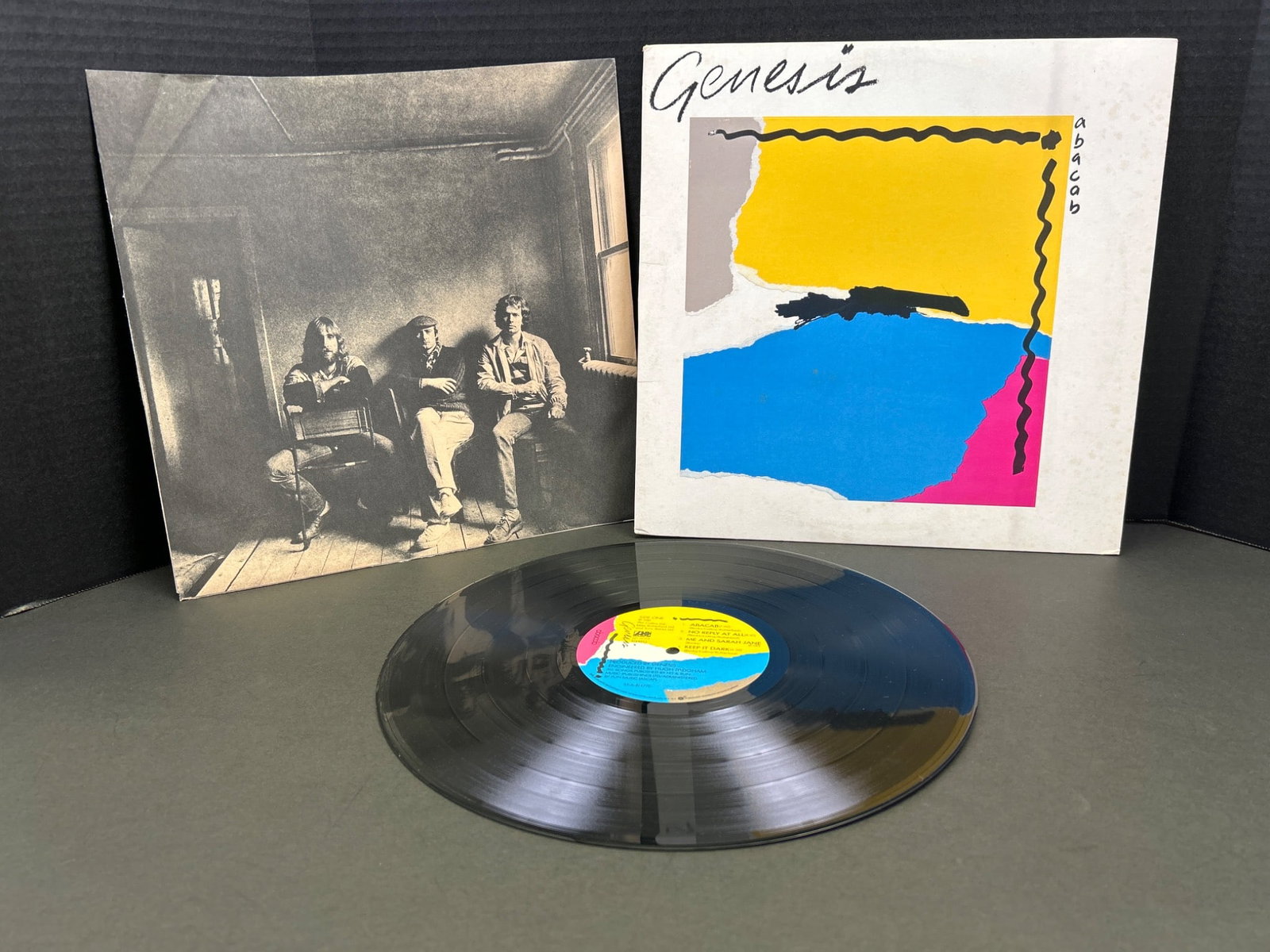 Genesis 'Duke' Vinyl Record Album with Sleeve: Genesis 'Duke' vinyl LP record album featuring original artwork. Released under Charisma Records with catalog number CBR 101 and dated 1980. Includes original inner sleeve with lyrics and band