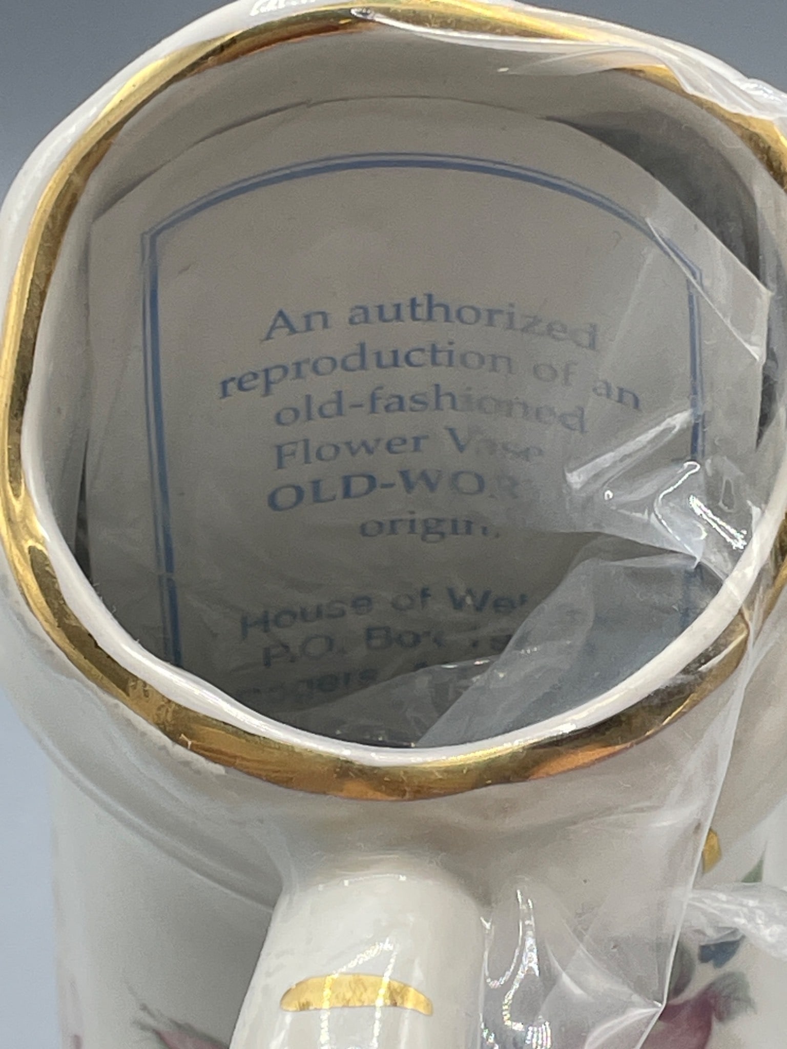 House of Webster Rogers, AR Reproduction Old-Style Flower Vase with Floral Design - 4