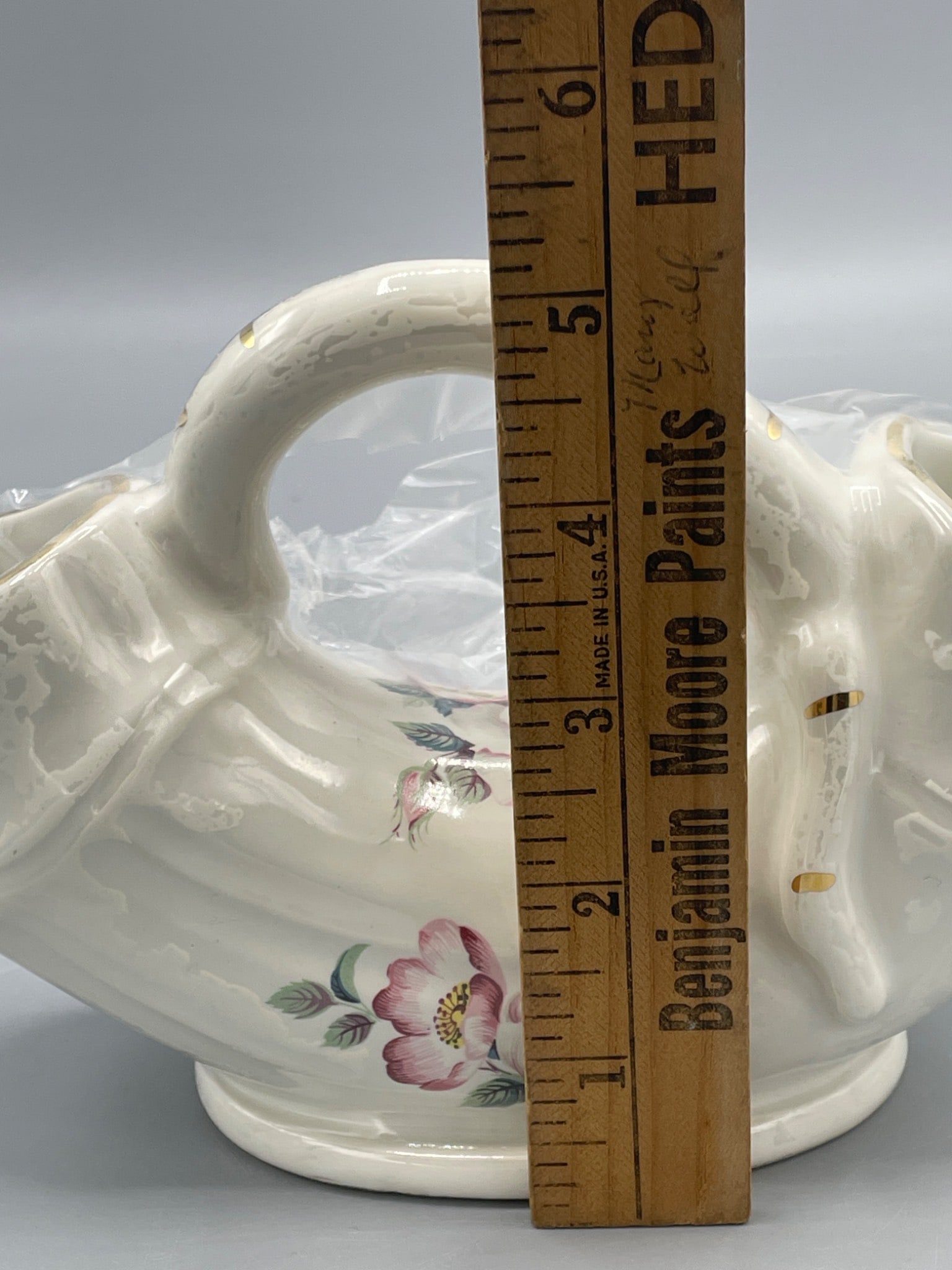 House of Webster Rogers, AR Reproduction Old-Style Flower Vase with Floral Design - 7