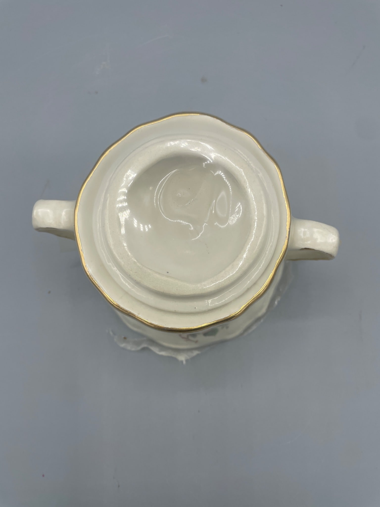 House of Webster Two-Handled Porcelain Sugar Bowl with Floral Motif and Gold Trim - 3