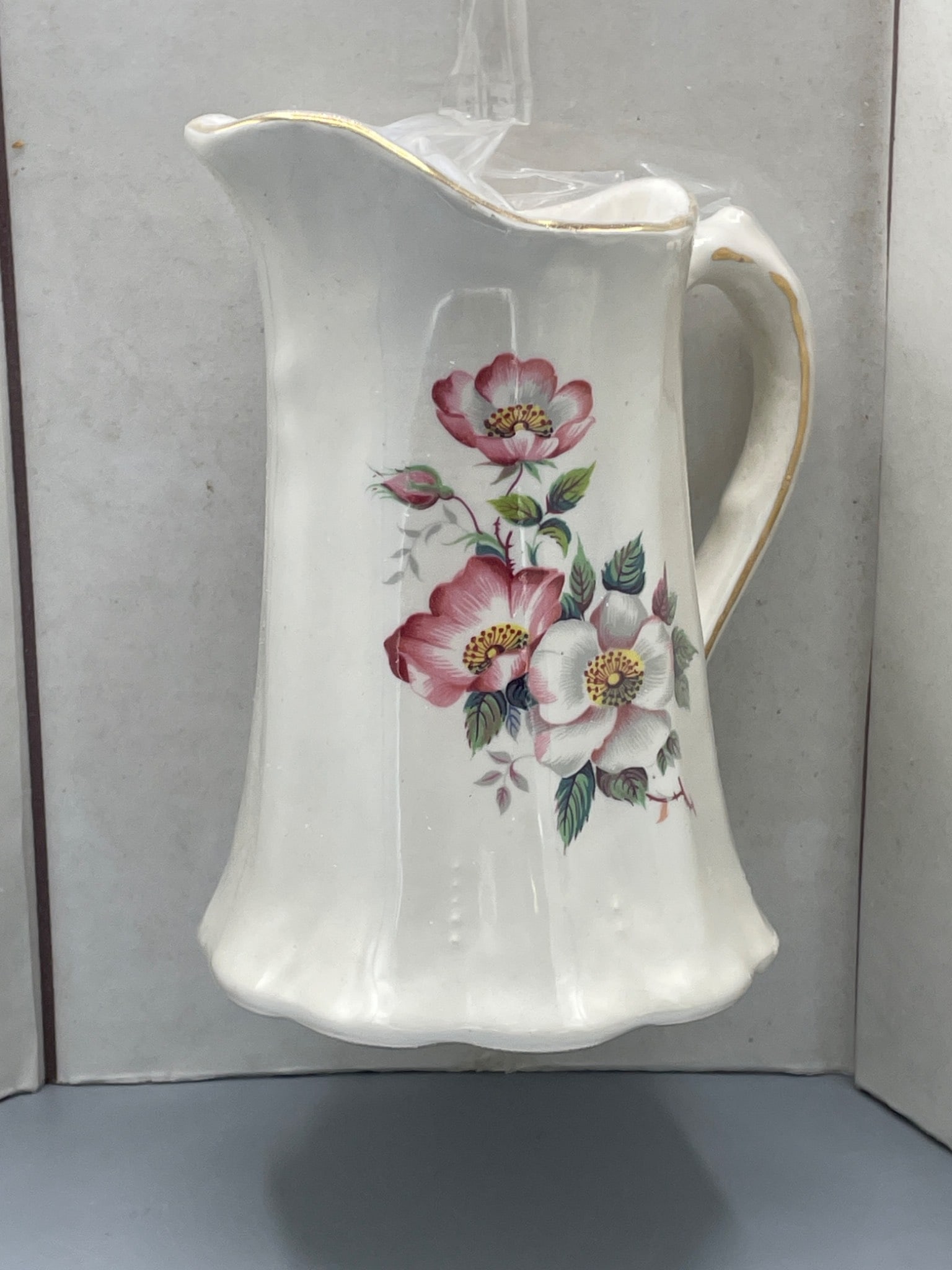 Porcelain Pitcher with Floral Motif and Gold Accents - 2