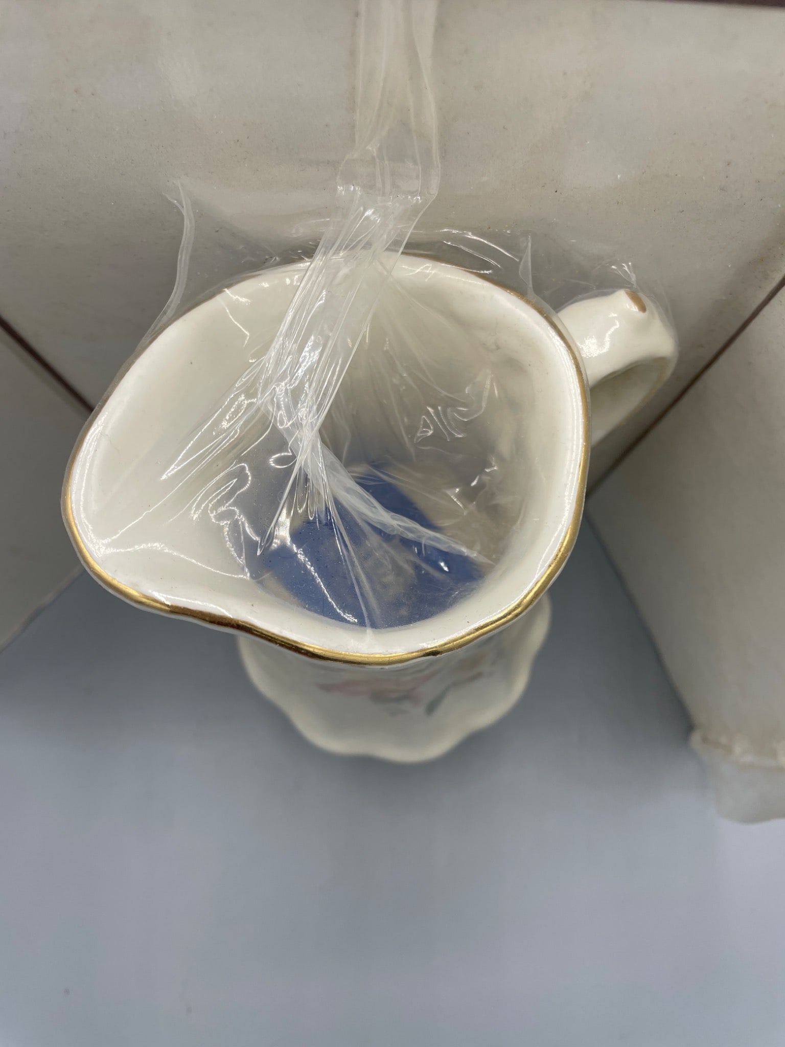 Porcelain Pitcher with Floral Motif and Gold Accents - 3