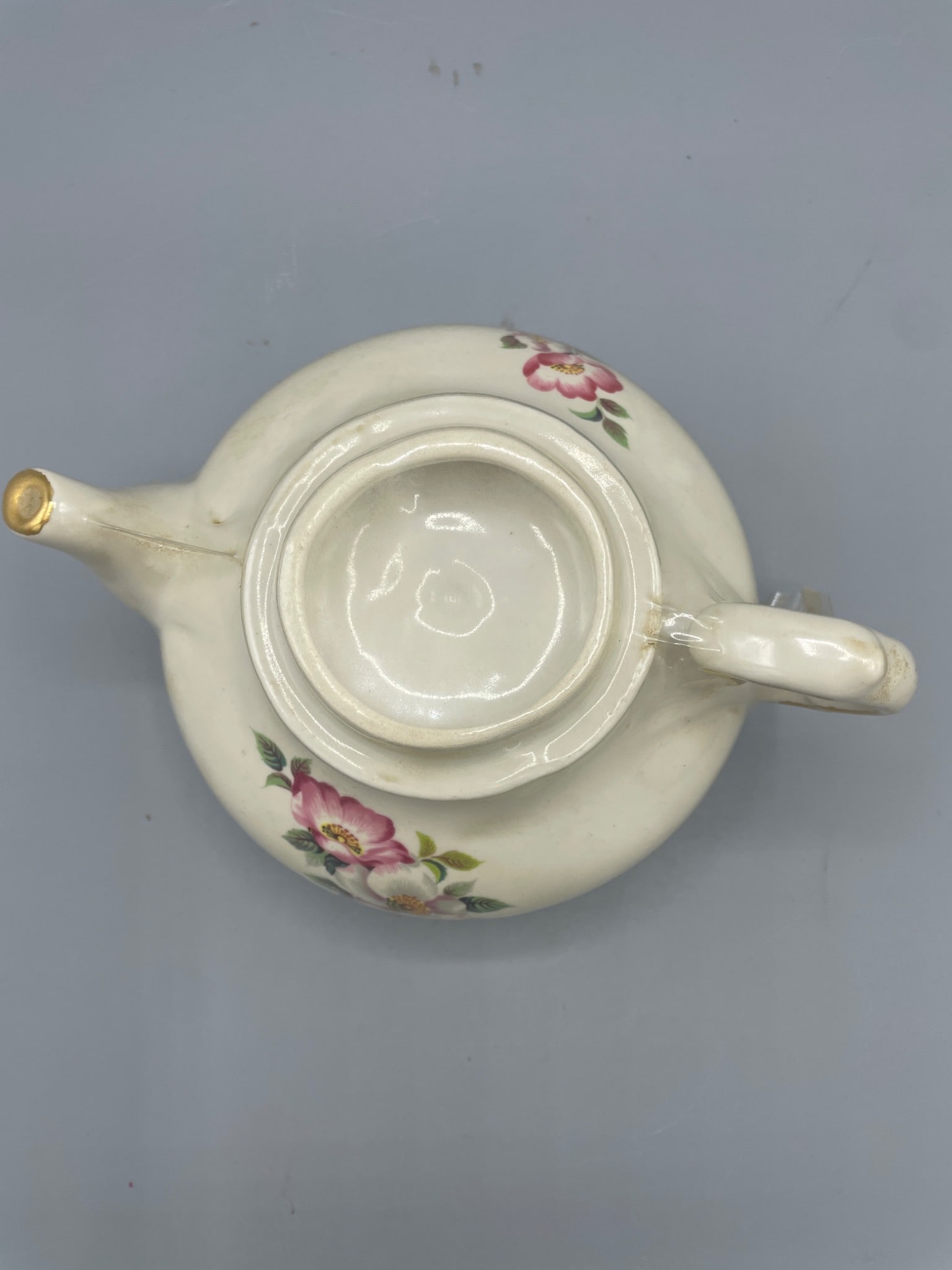 House of Webster Teapot with Pink Floral Design and Gold Rim Accents - 3