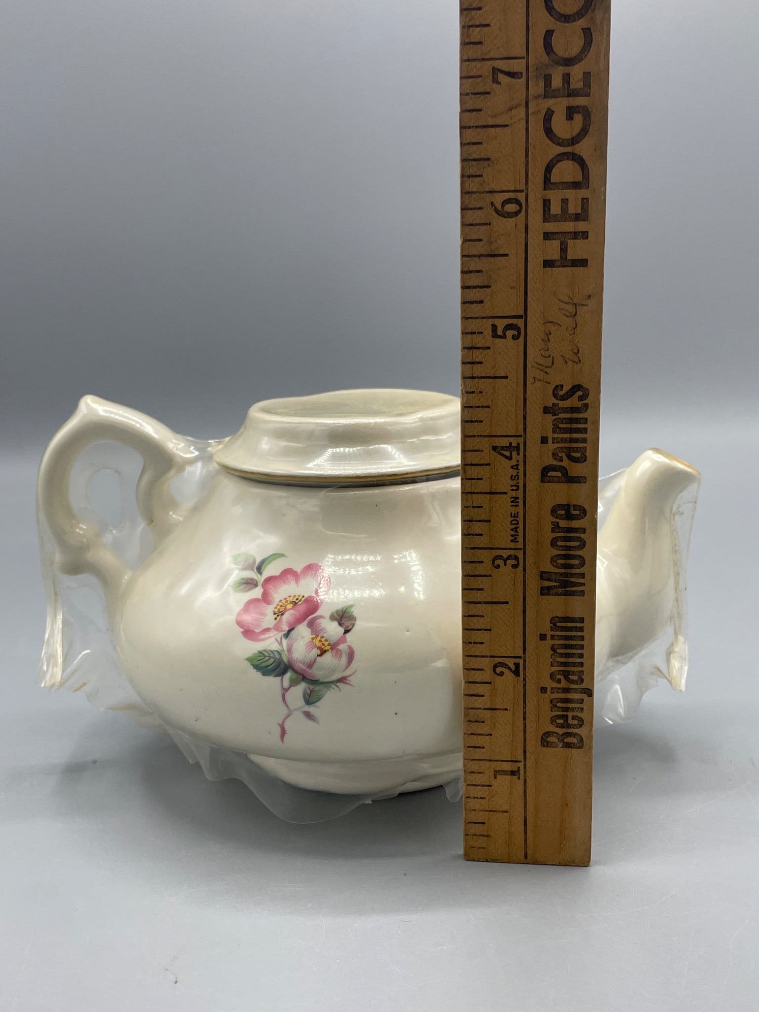 House of Webster Teapot with Pink Floral Design and Gold Rim Accents - 6