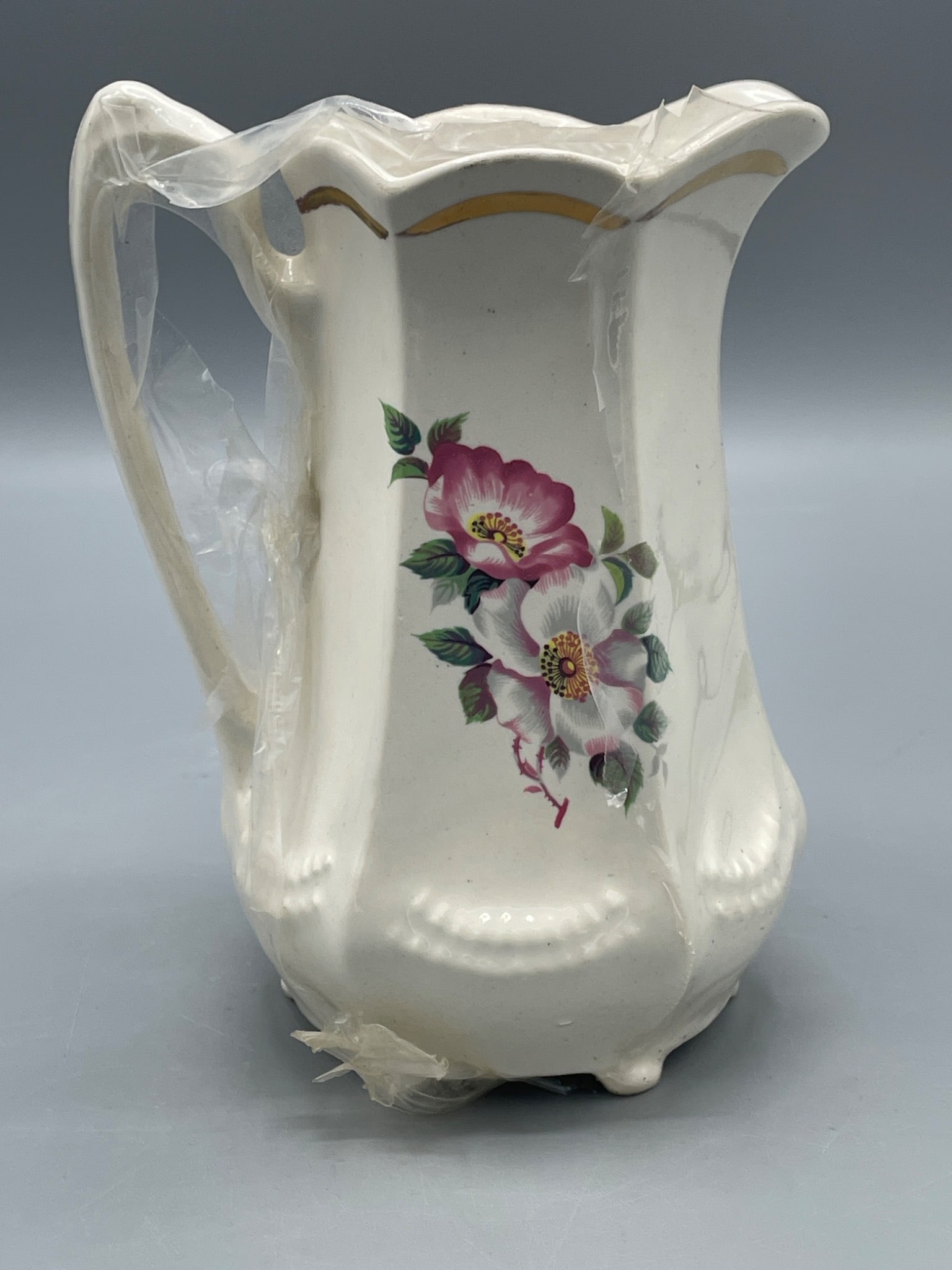 House of Webster Porcelain Pitcher with Floral Design and Gold Detailing - 2
