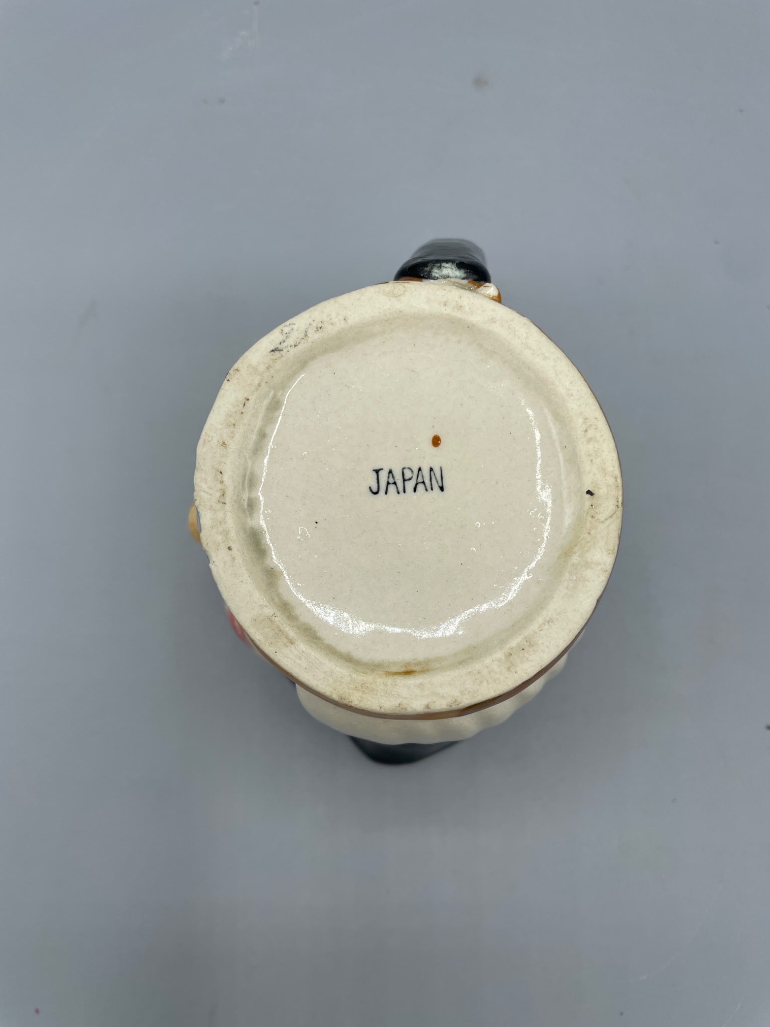 Ceramic Cream Pitcher With Hand-Painted Character Design, Marked 'Japan' - 4