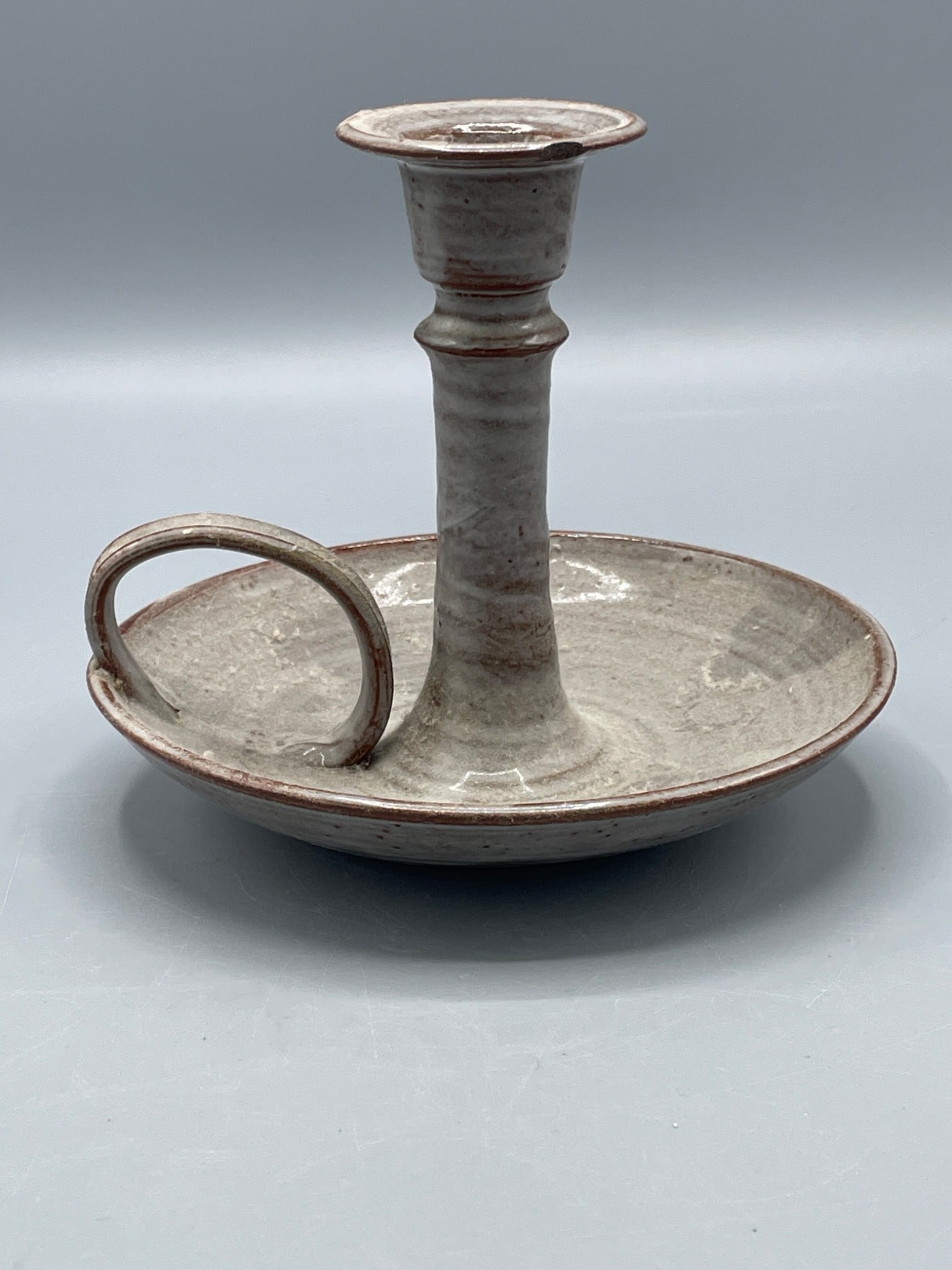 Stoneware Chamberstick Candle Holder Signed 'Owens' and Dated 1987 - 2