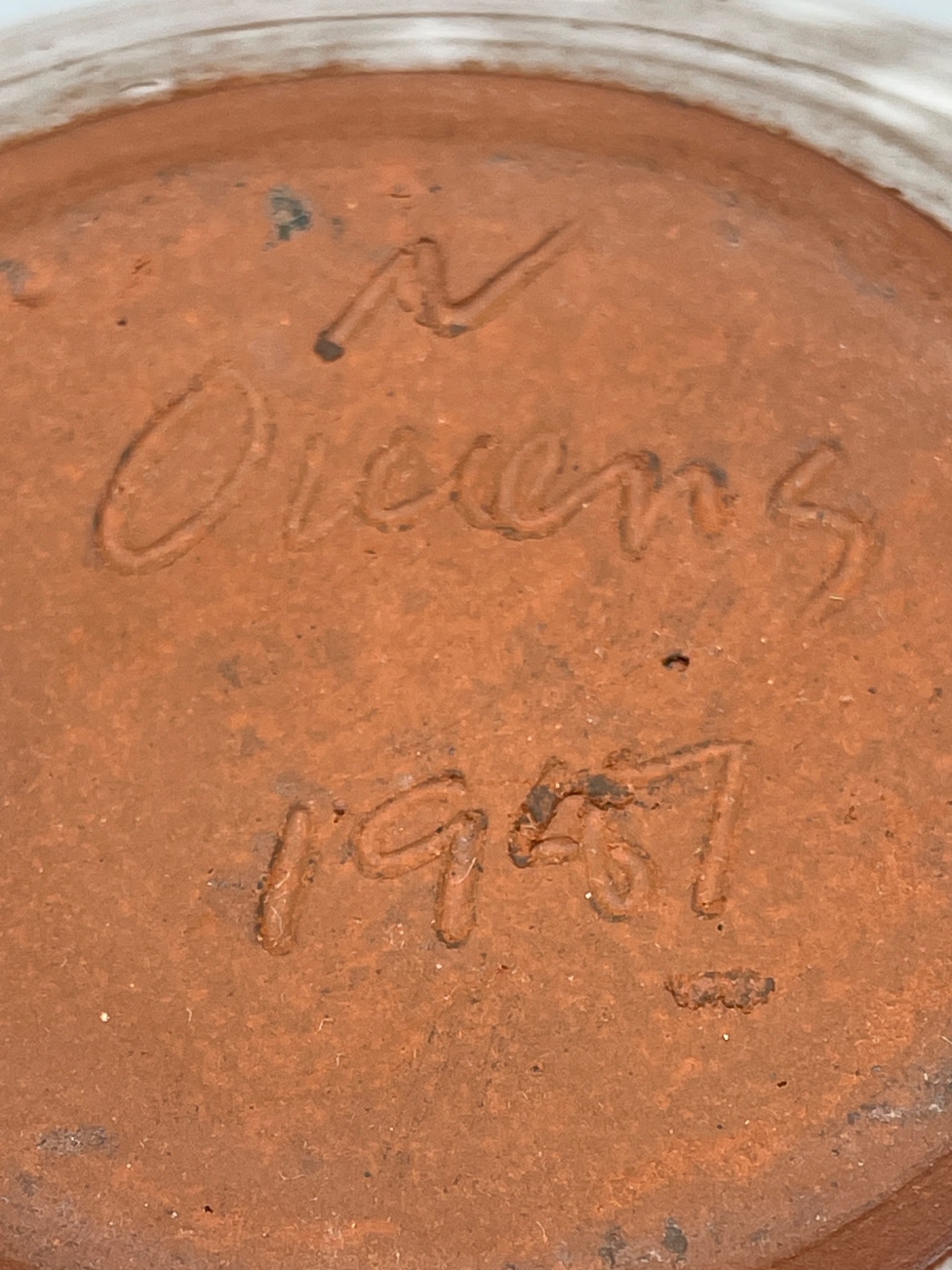 Stoneware Chamberstick Candle Holder Signed 'Owens' and Dated 1987 - 5