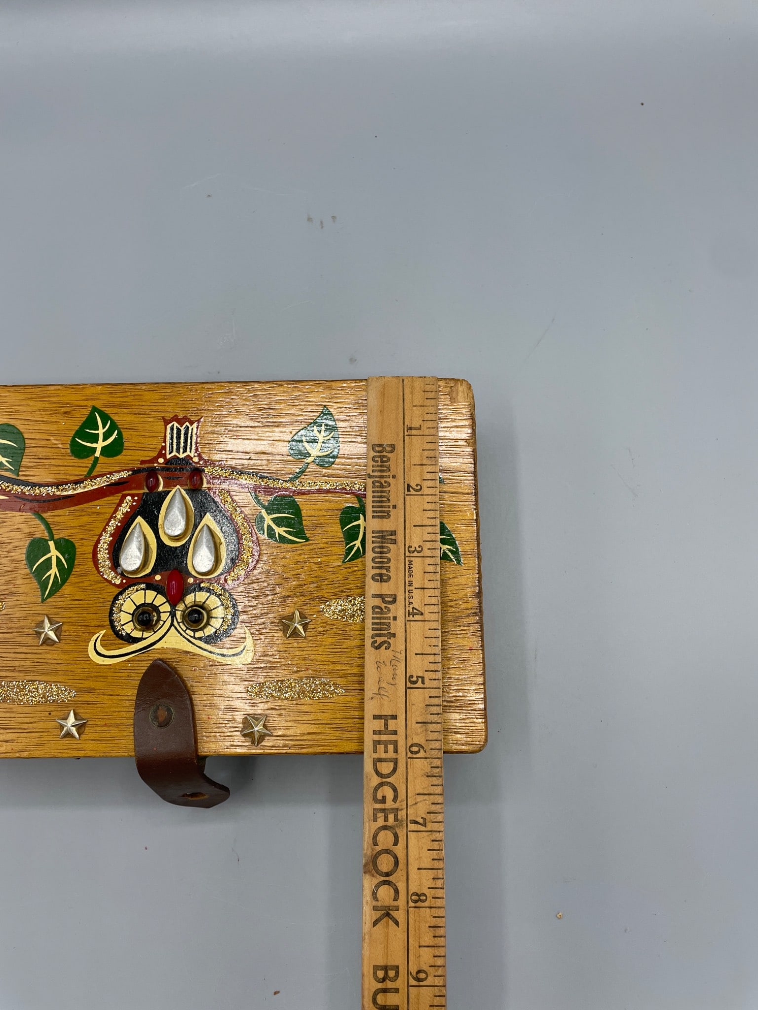 Handmade Wooden Box with Owl Design and Leather Closure - 8