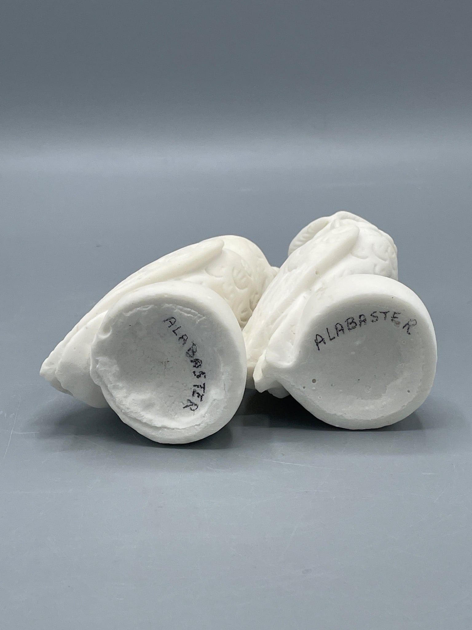 Alabaster Owl Figurines With Yellow Glass Eyes - 4