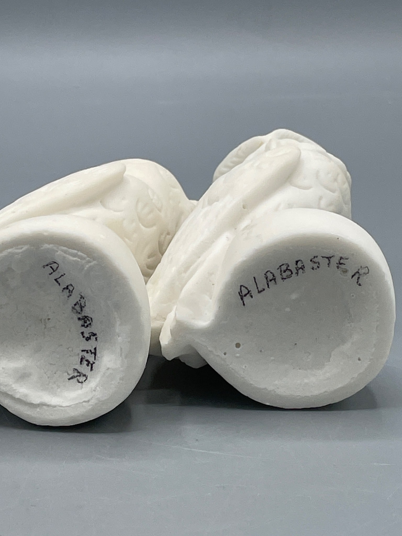 Alabaster Owl Figurines With Yellow Glass Eyes - 5
