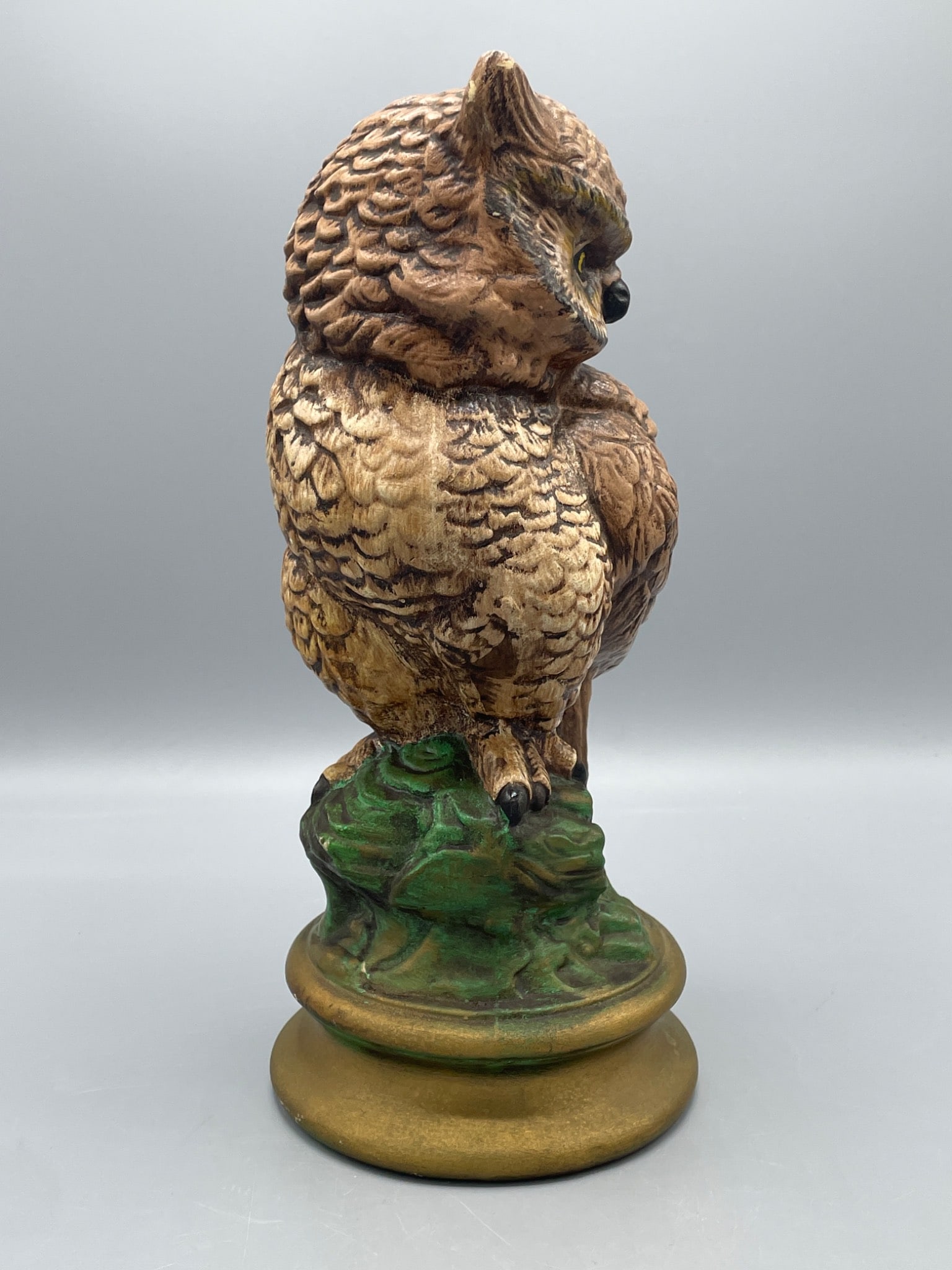Painted Ceramic Owl Sculpture With Stand, Approximately 12 Inches Tall - 2