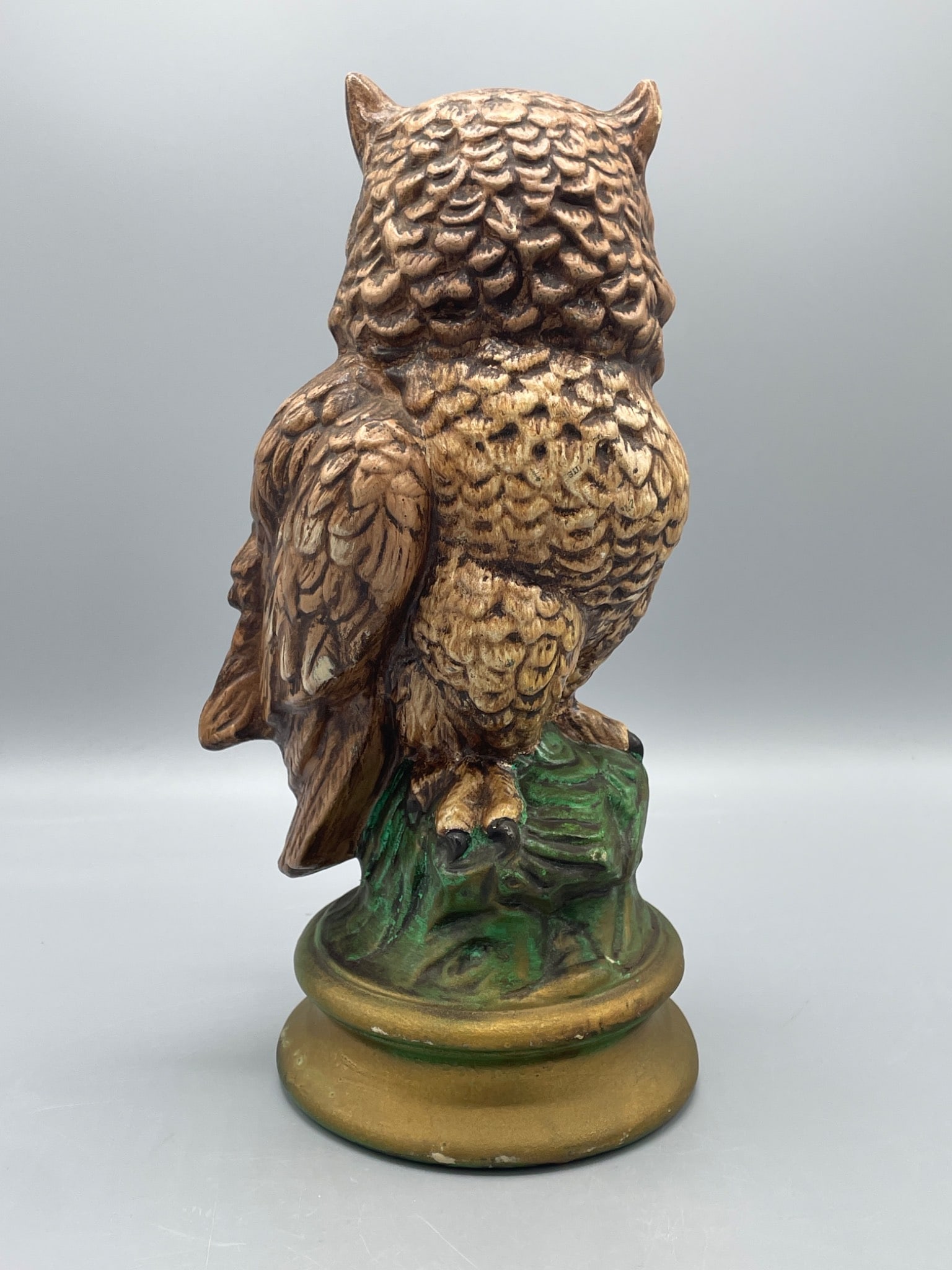Painted Ceramic Owl Sculpture With Stand, Approximately 12 Inches Tall - 3