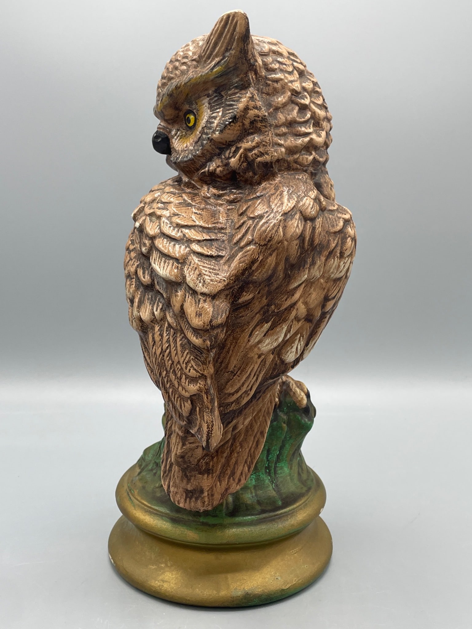 Painted Ceramic Owl Sculpture With Stand, Approximately 12 Inches Tall - 4